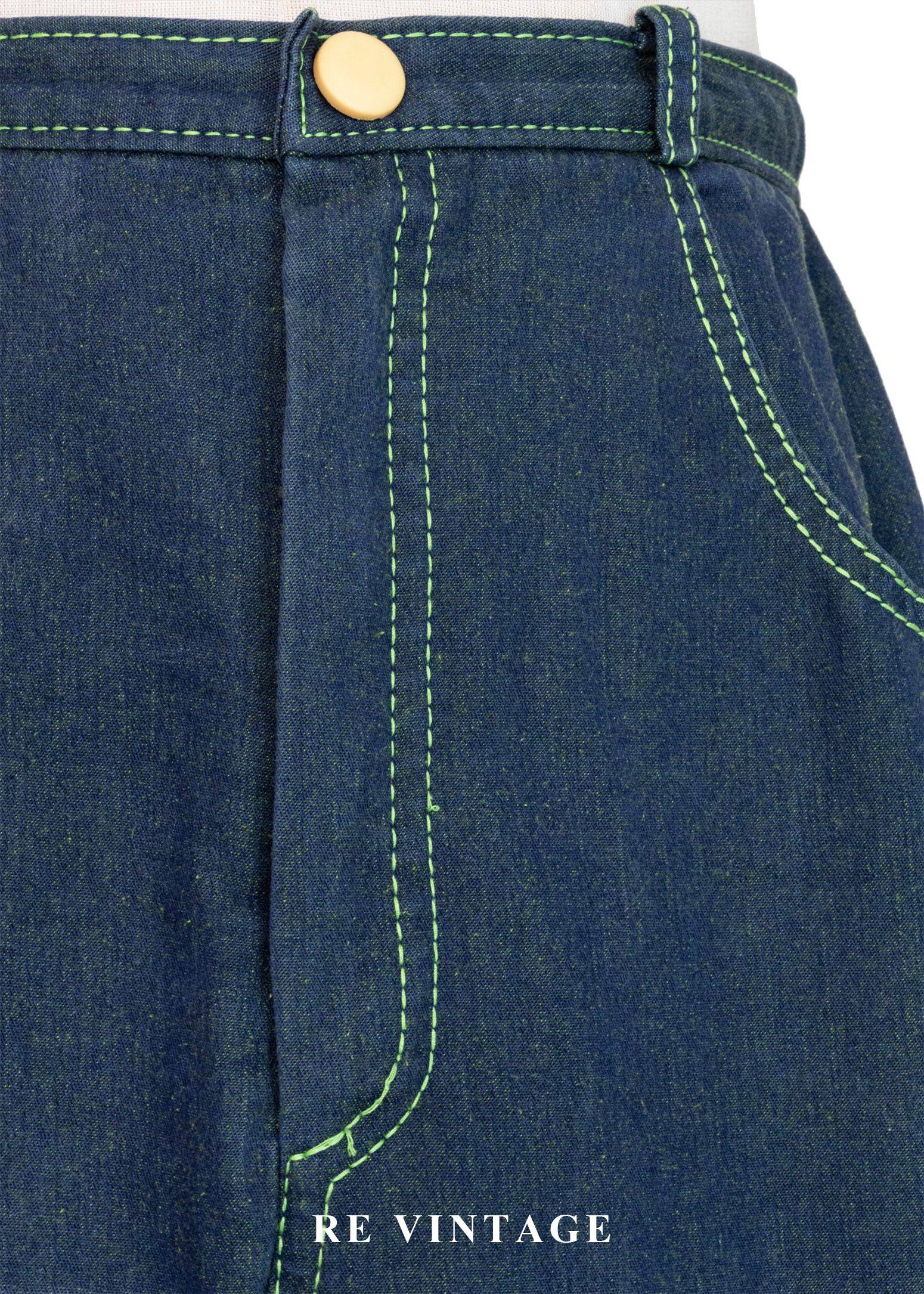 檸檬帶點綠個性單寧中長裙(26")5