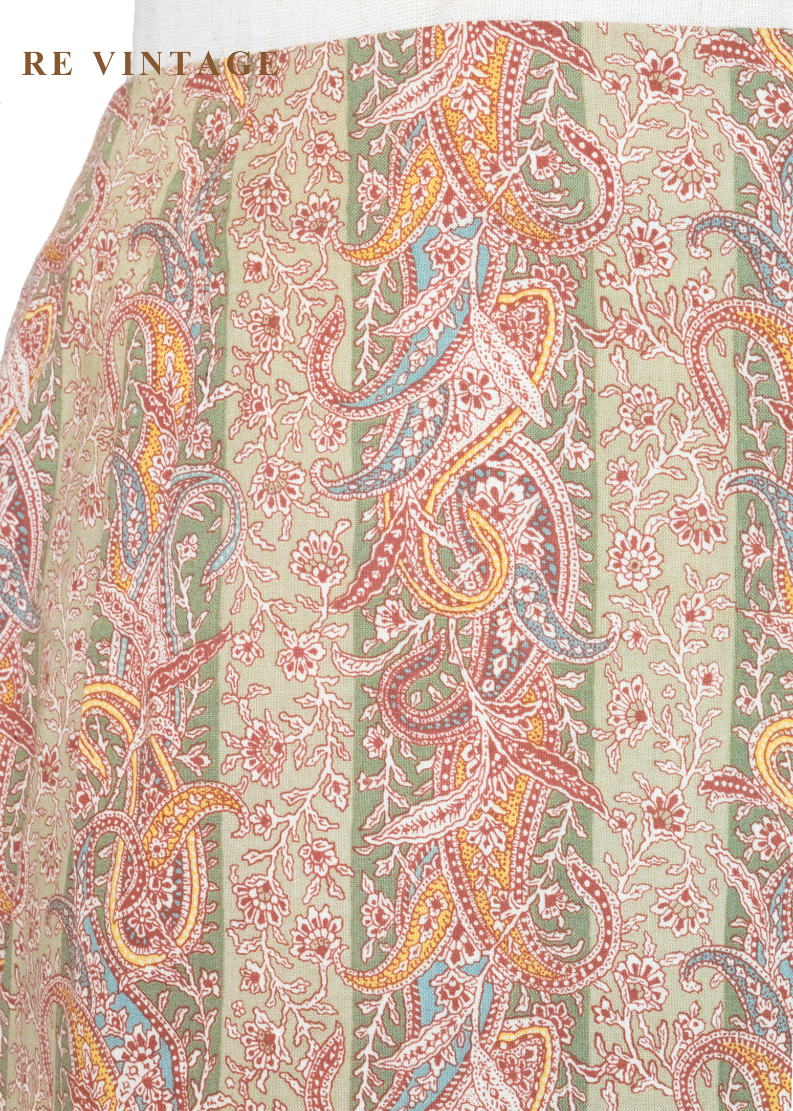 東方花紋草綠流蘇及膝裙(24.5)10