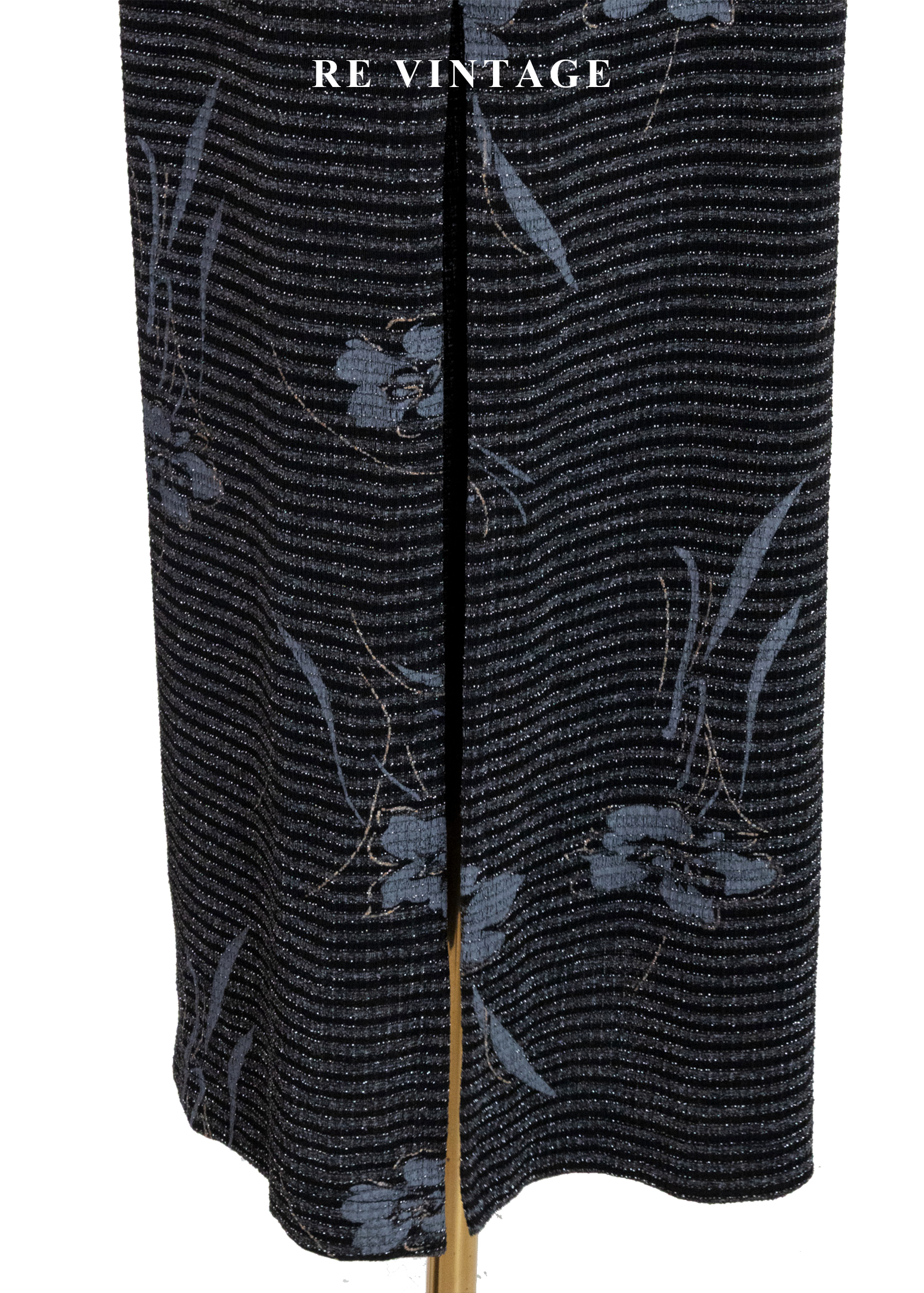 寒林中的月影花蹤 - 金絲針織花卉長裙(27")6