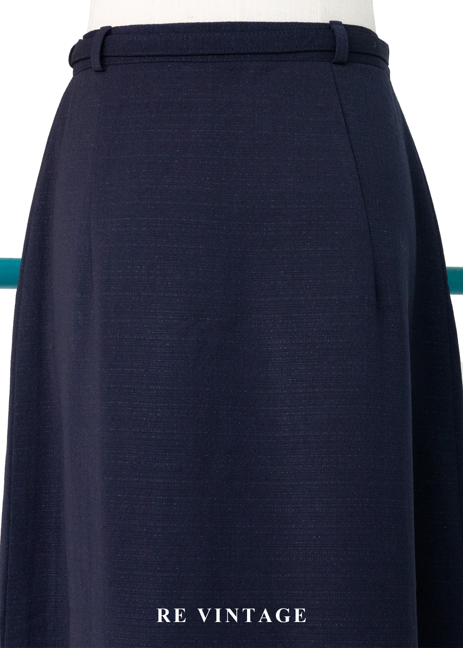 質感單品 - 黑白釦高腰藍裙(24")10