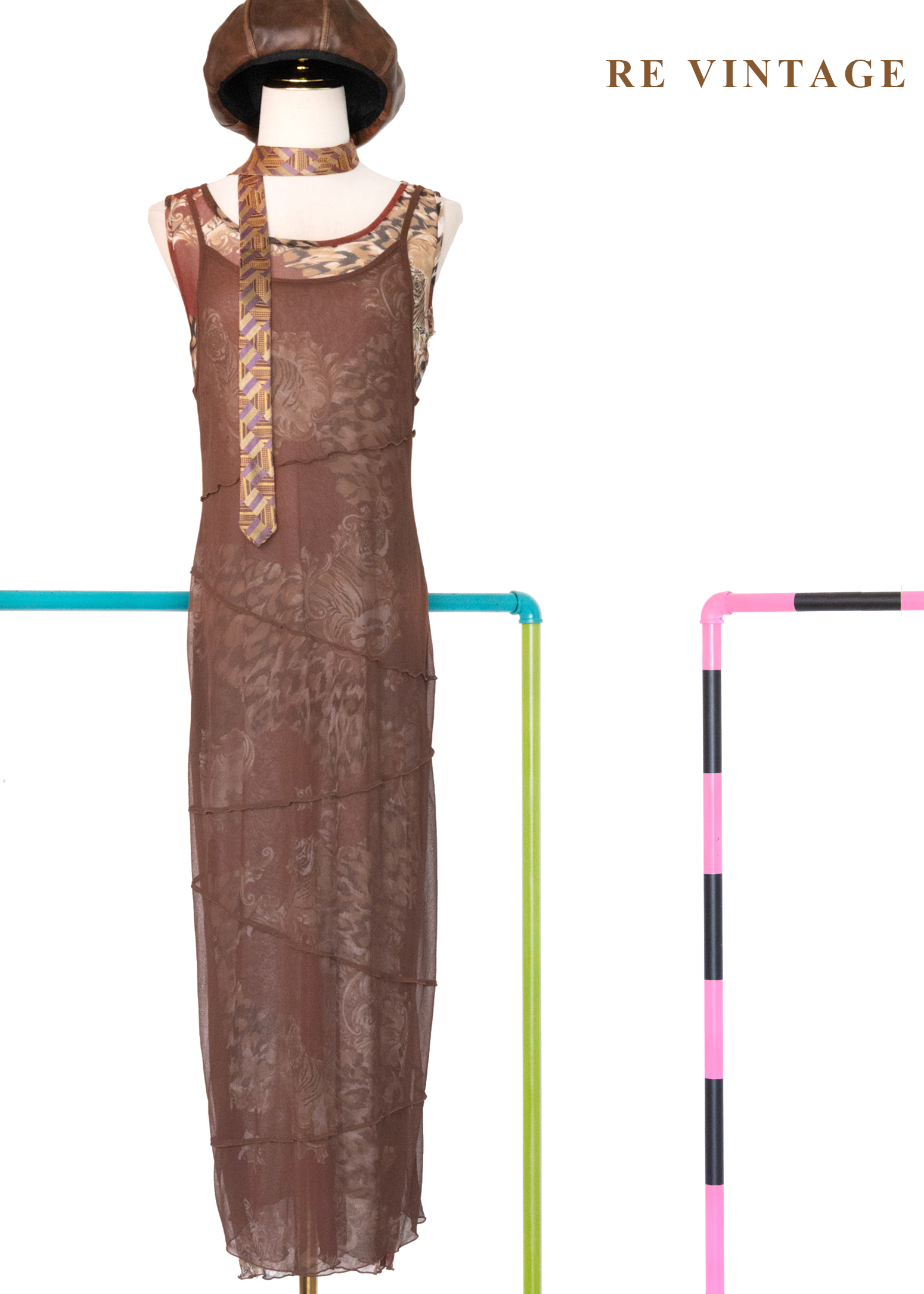 虎虎生風巧克力色長洋裝