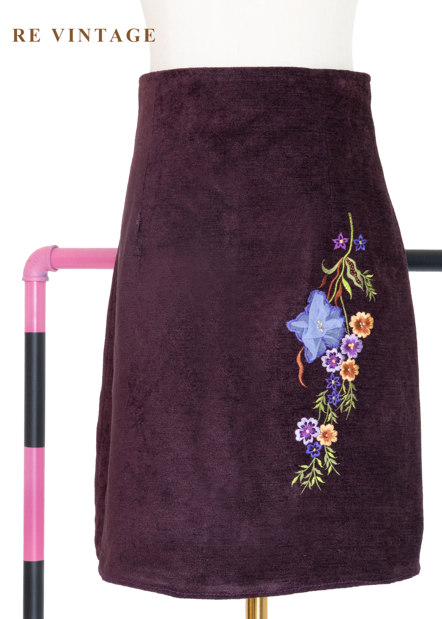 秋冬必備單品 - 紫光花束柔軟短裙（26"）
