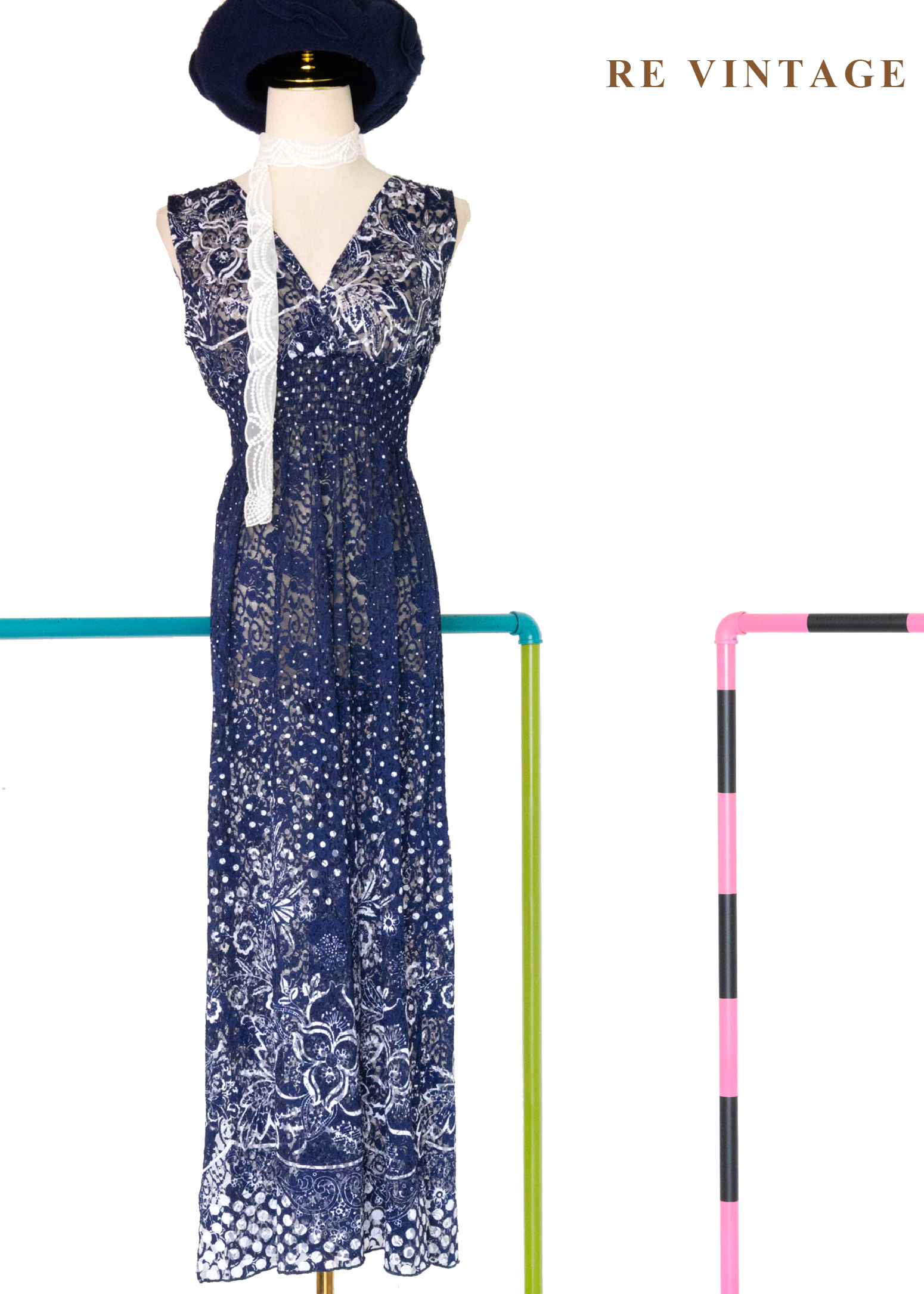 夜空繁星花藤交織蕾絲長洋裝