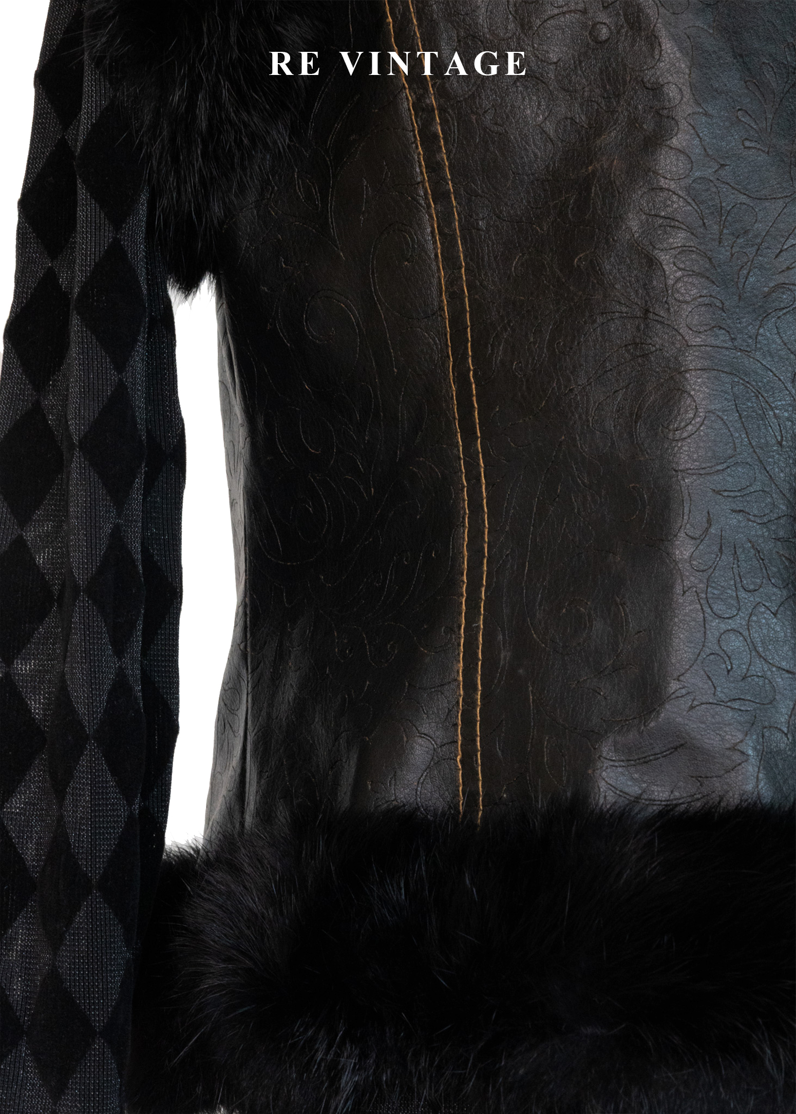 細緻壓花皮革毛毛背心14