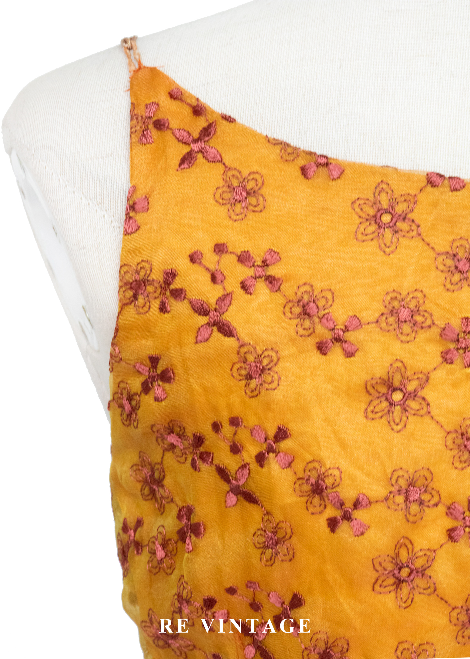 Sunset 暖橘色小碎花係肩帶迷你洋裝11