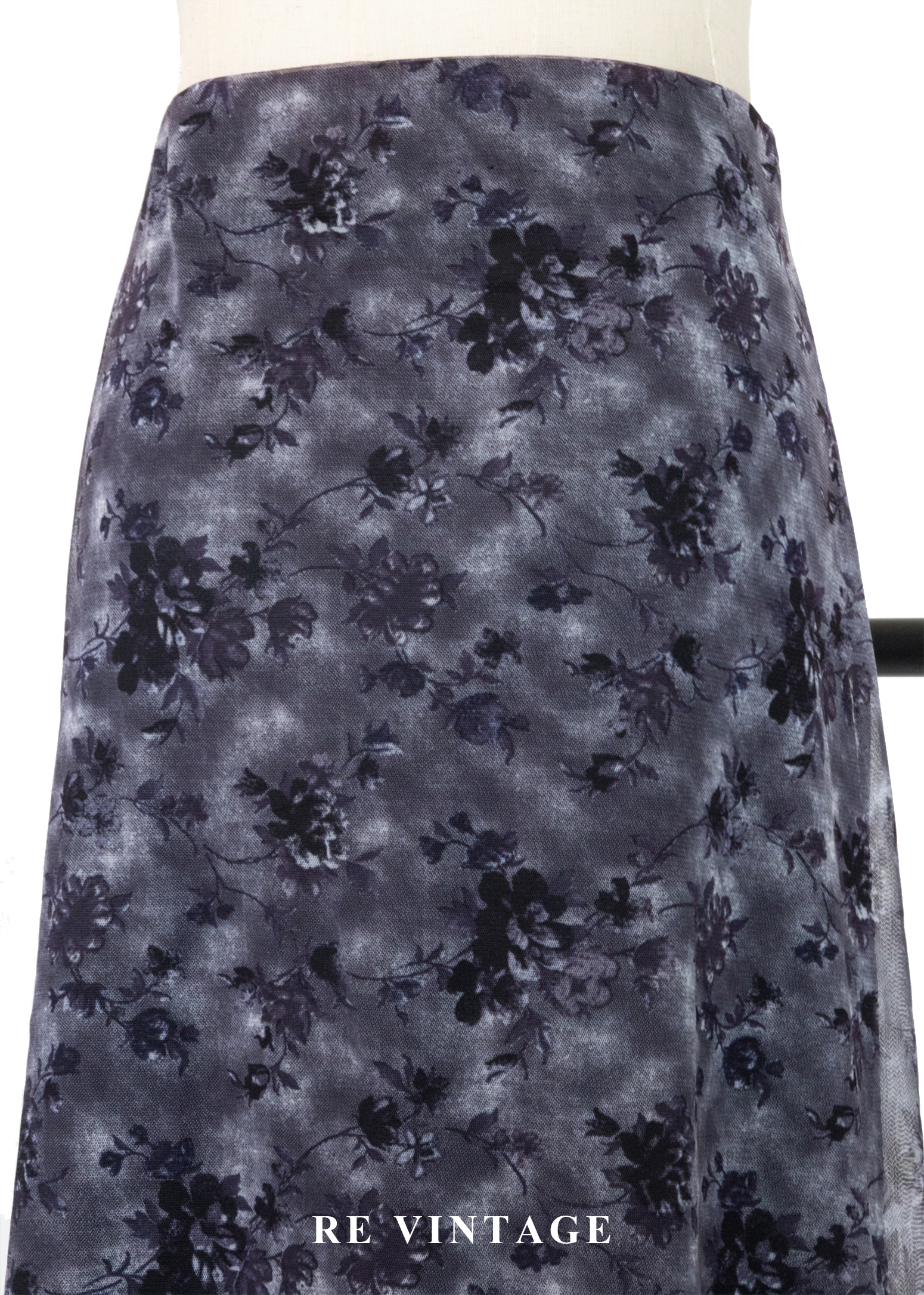 霧藍花朵網紗長裙(25-30")8