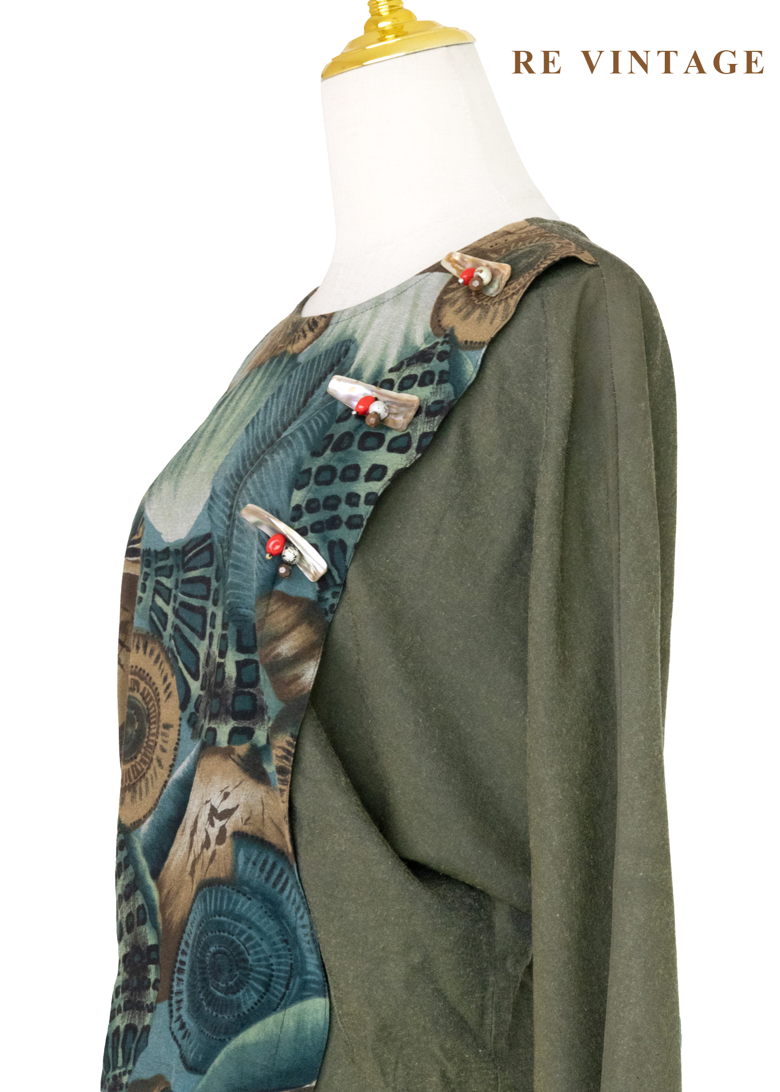 森林中的密談 - 藝術拼接衫落肩上衣10