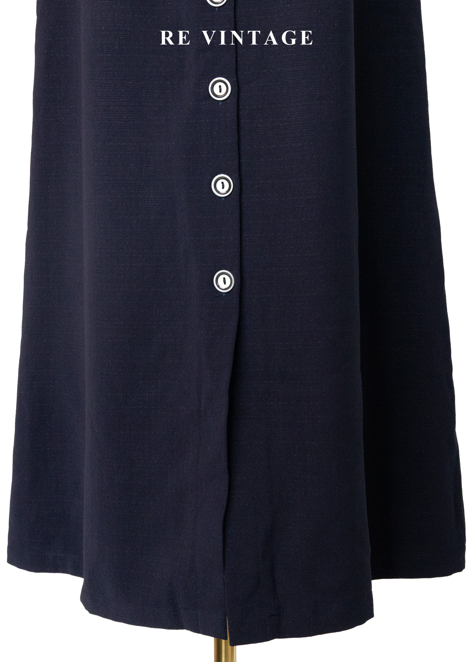 質感單品 - 黑白釦高腰藍裙(24")4