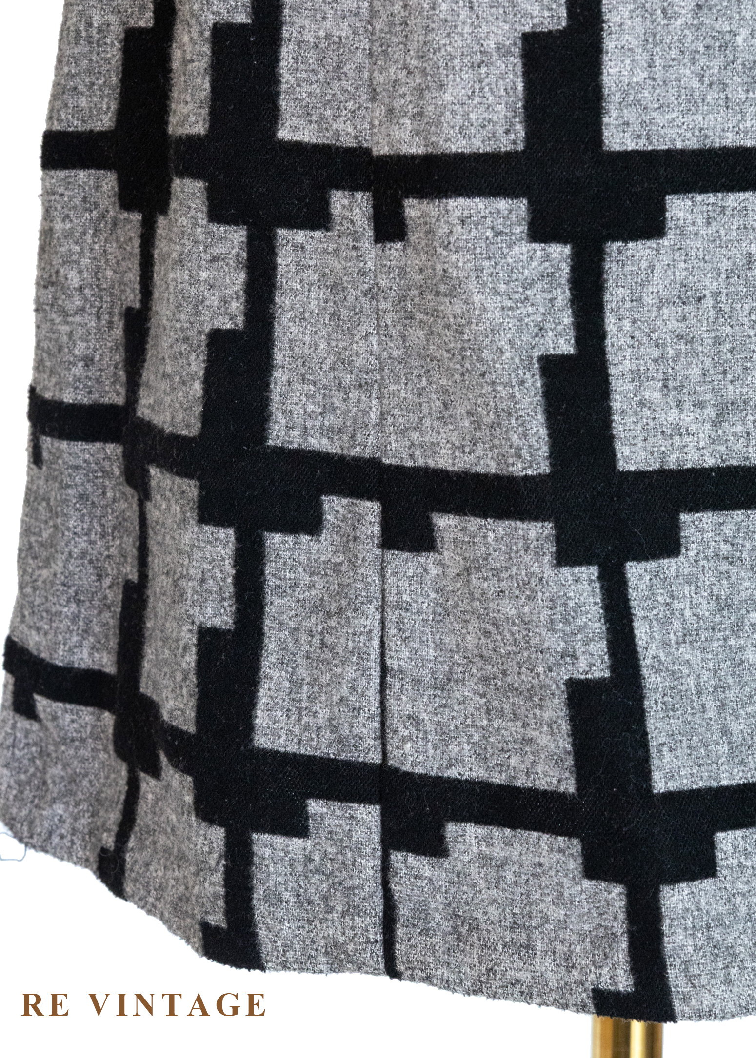 錯視階梯格紋毛呢短裙(28")5