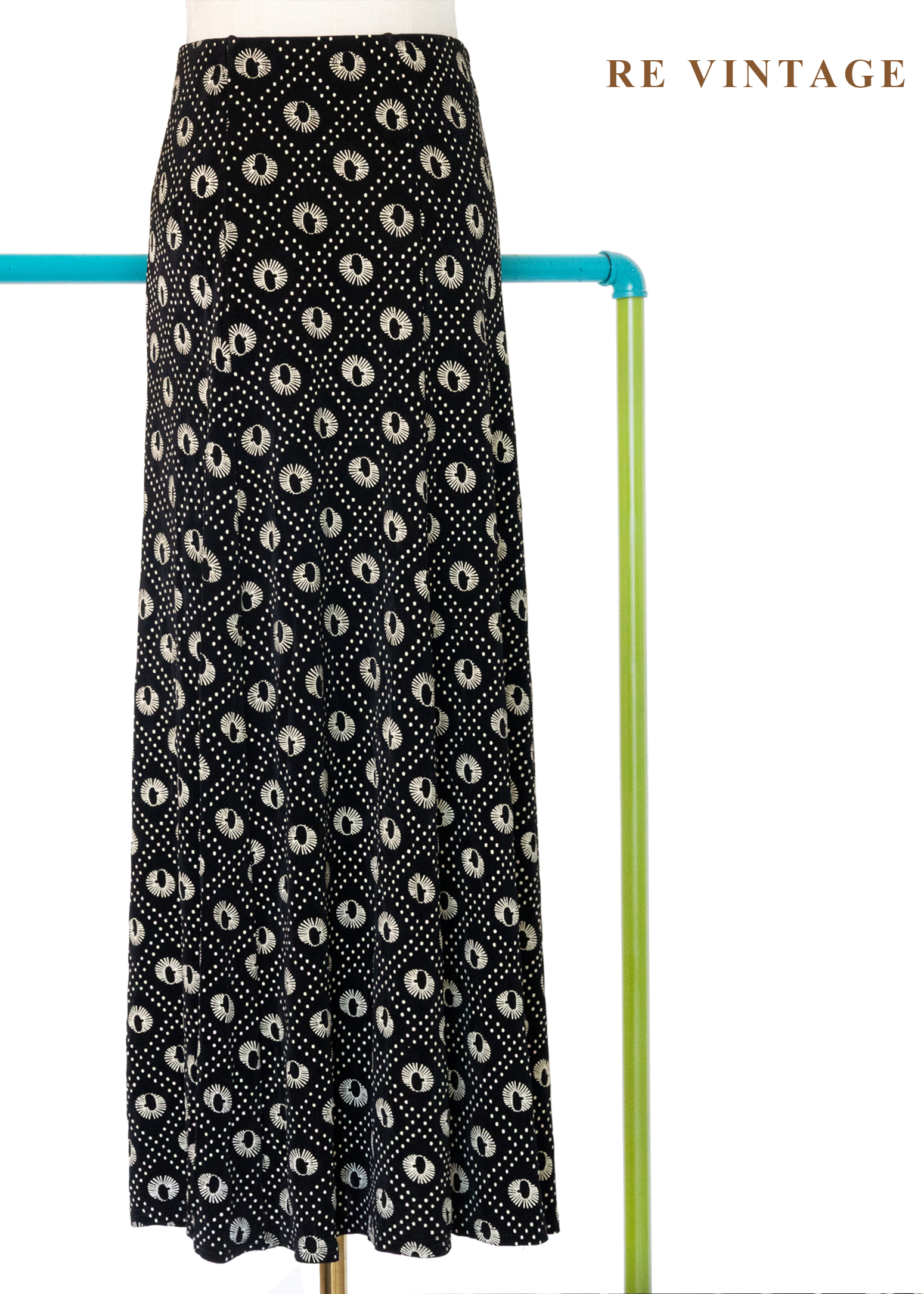 奶黃孔雀眼波點長裙(26-30")1