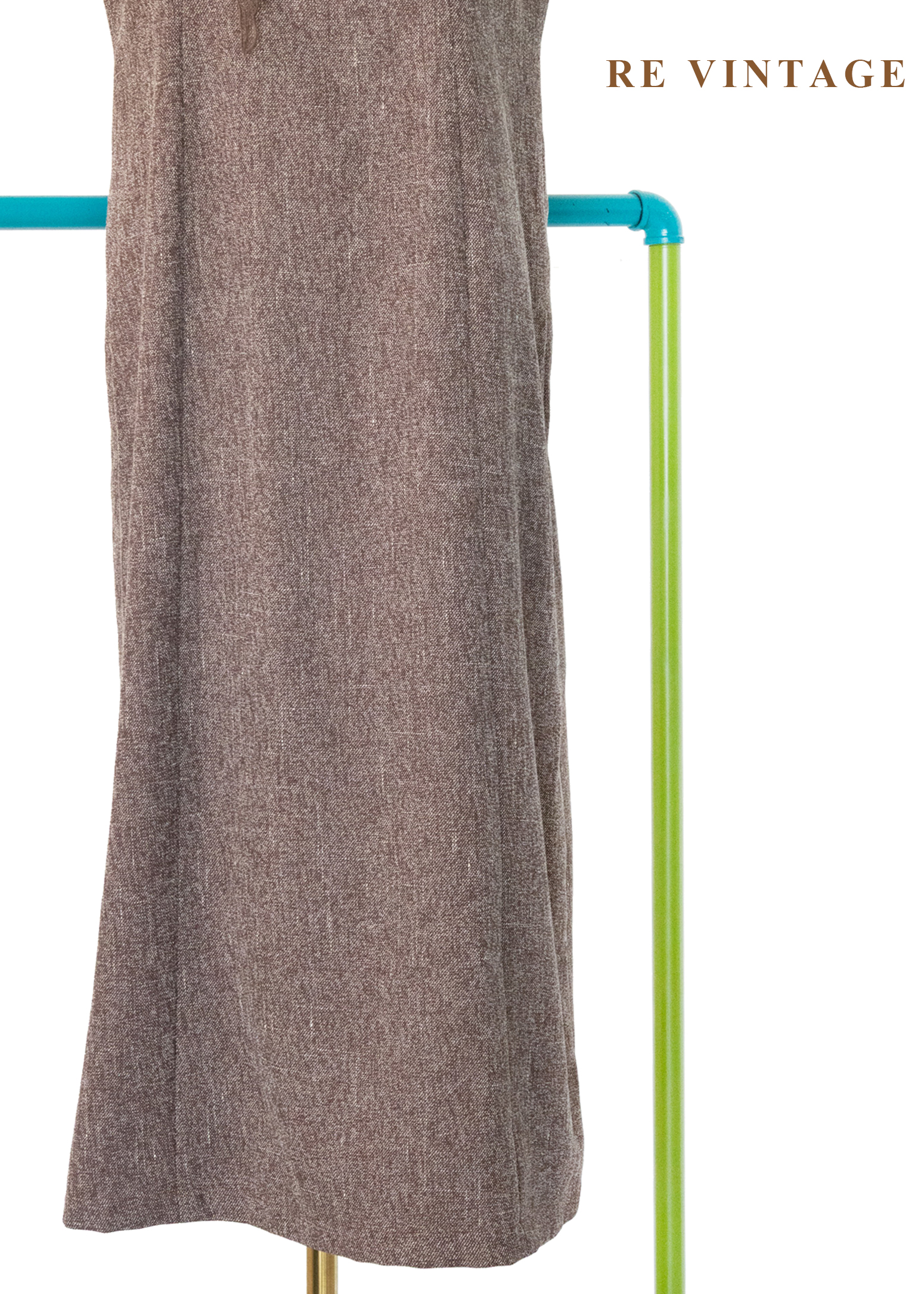 氣質單品 - 復古方領摩卡色氣質長洋裝5