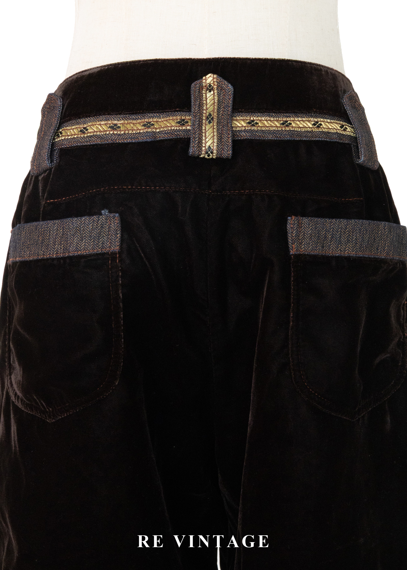 深棕色金線序章絨布短褲(26")13