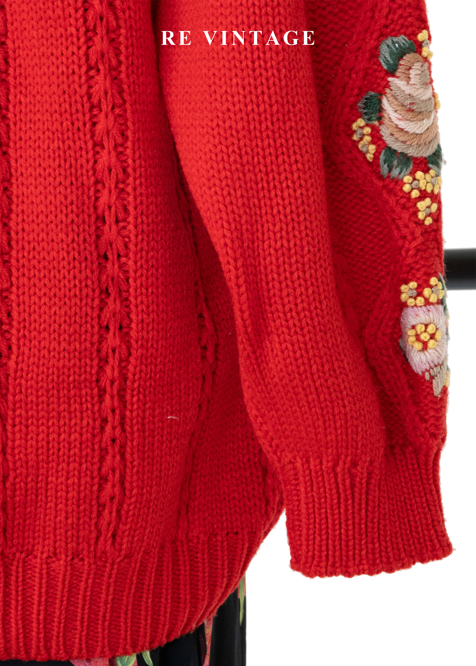 冬日花語 - 暖紅花卉針織毛衣13