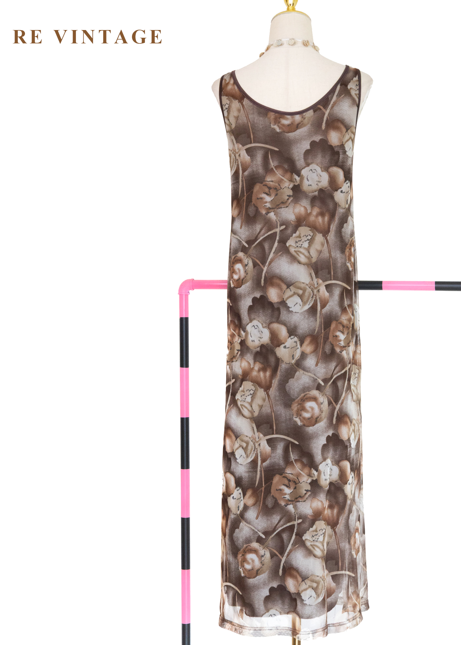 底片裡的暖棕花朵網紗長洋裝11