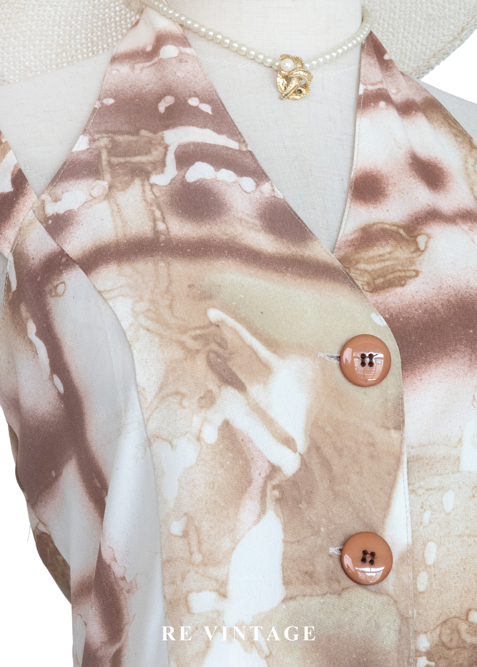 奶油咖啡暈染繞頸長洋裝10