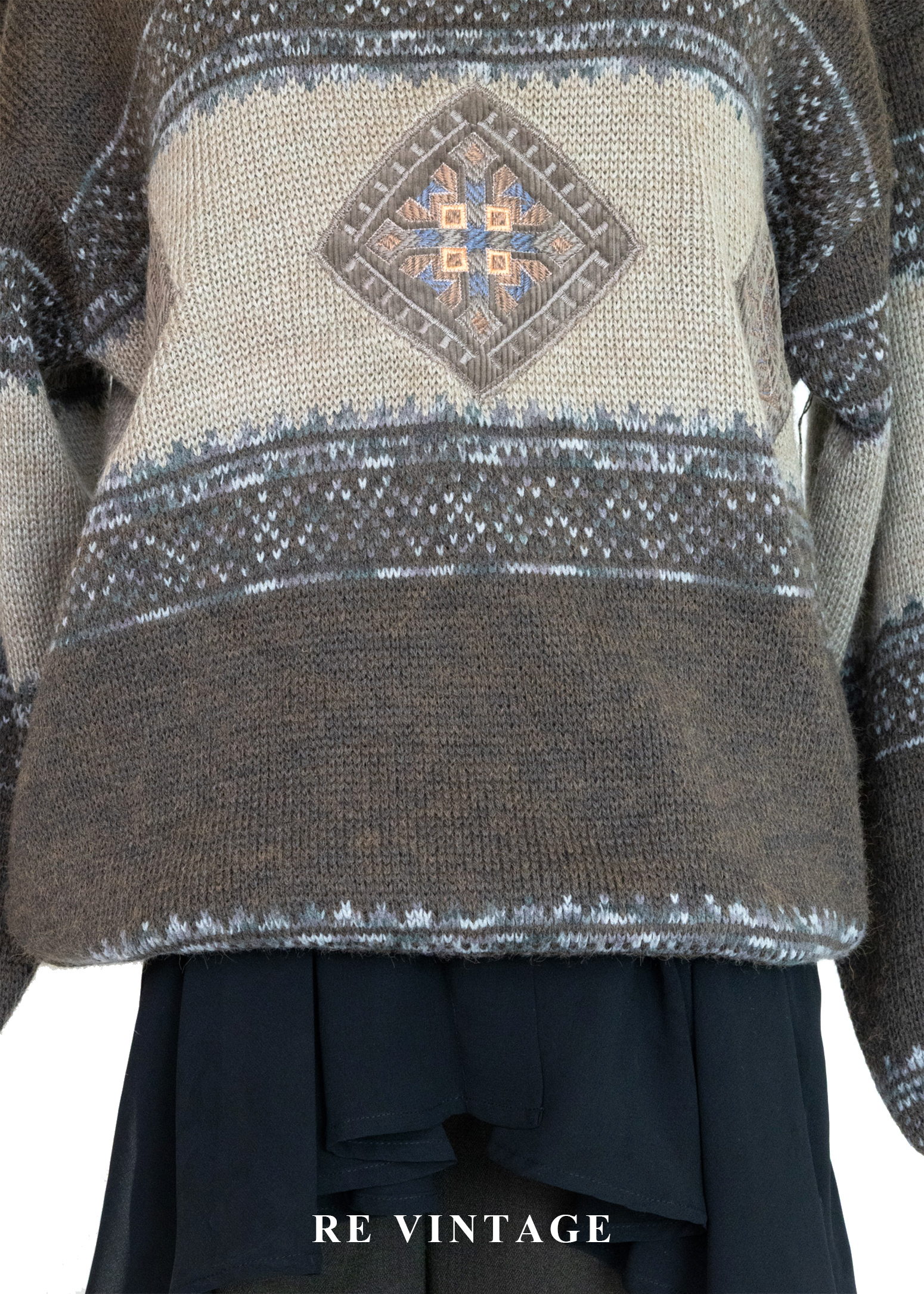 慢生活 - 北國之徑復古幾何緹花針織毛衣3