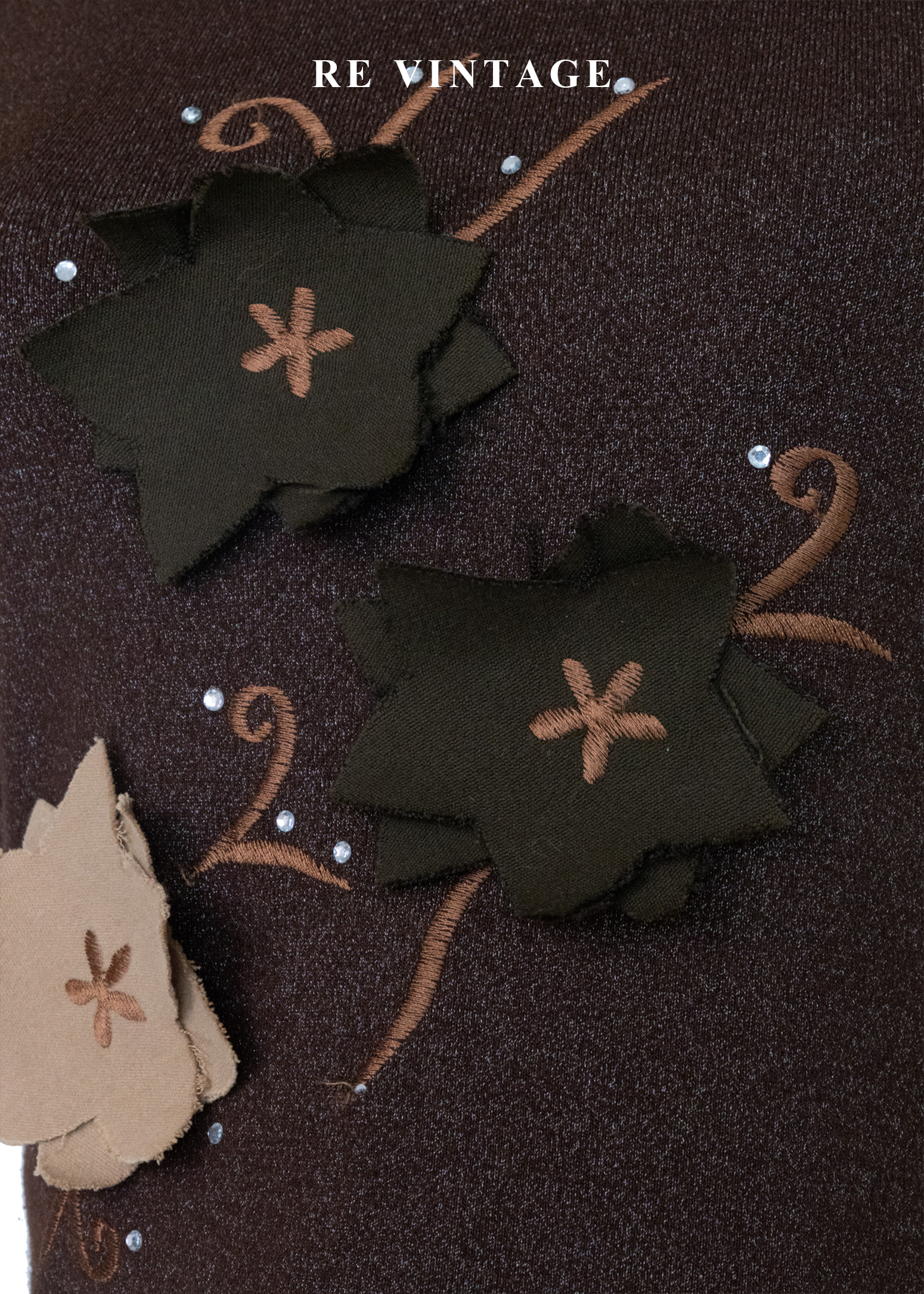 暖棕花帖短袖上衣6