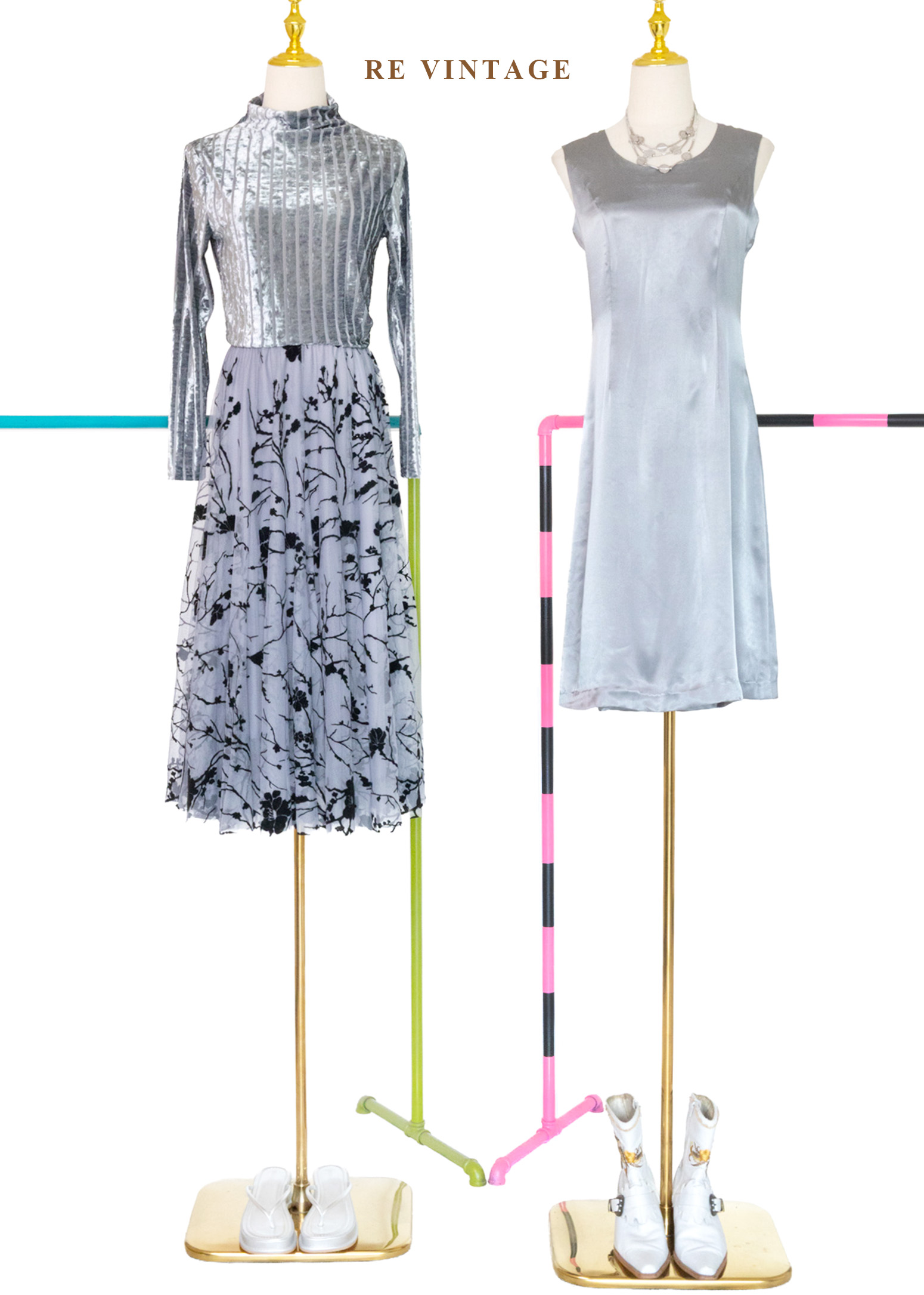 黑灰枝葉紋理紗質蓬裙(25-35")2