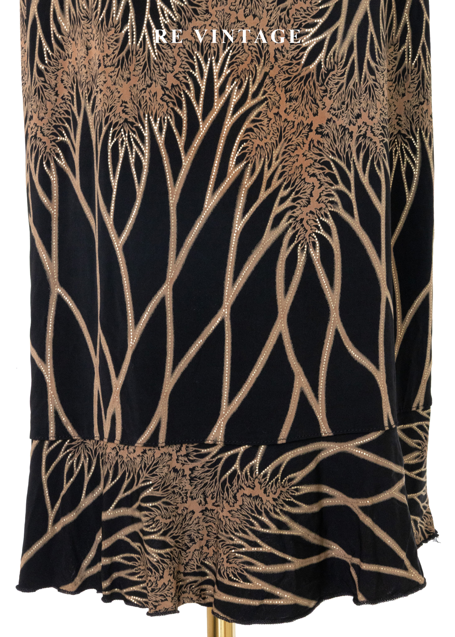 黑與金藤蔓黑長裙(25-30")6