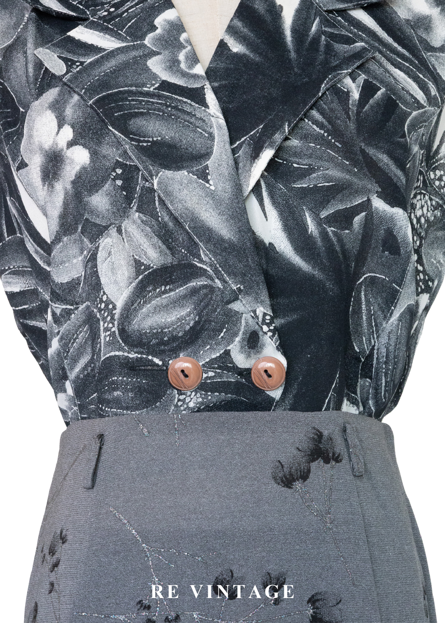 復古底片裡的花朵雙排釦背心3