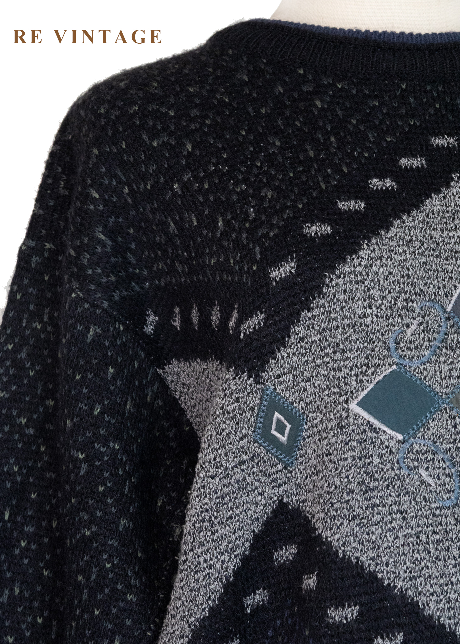 冰晶圖騰灰藍色針織毛衣5