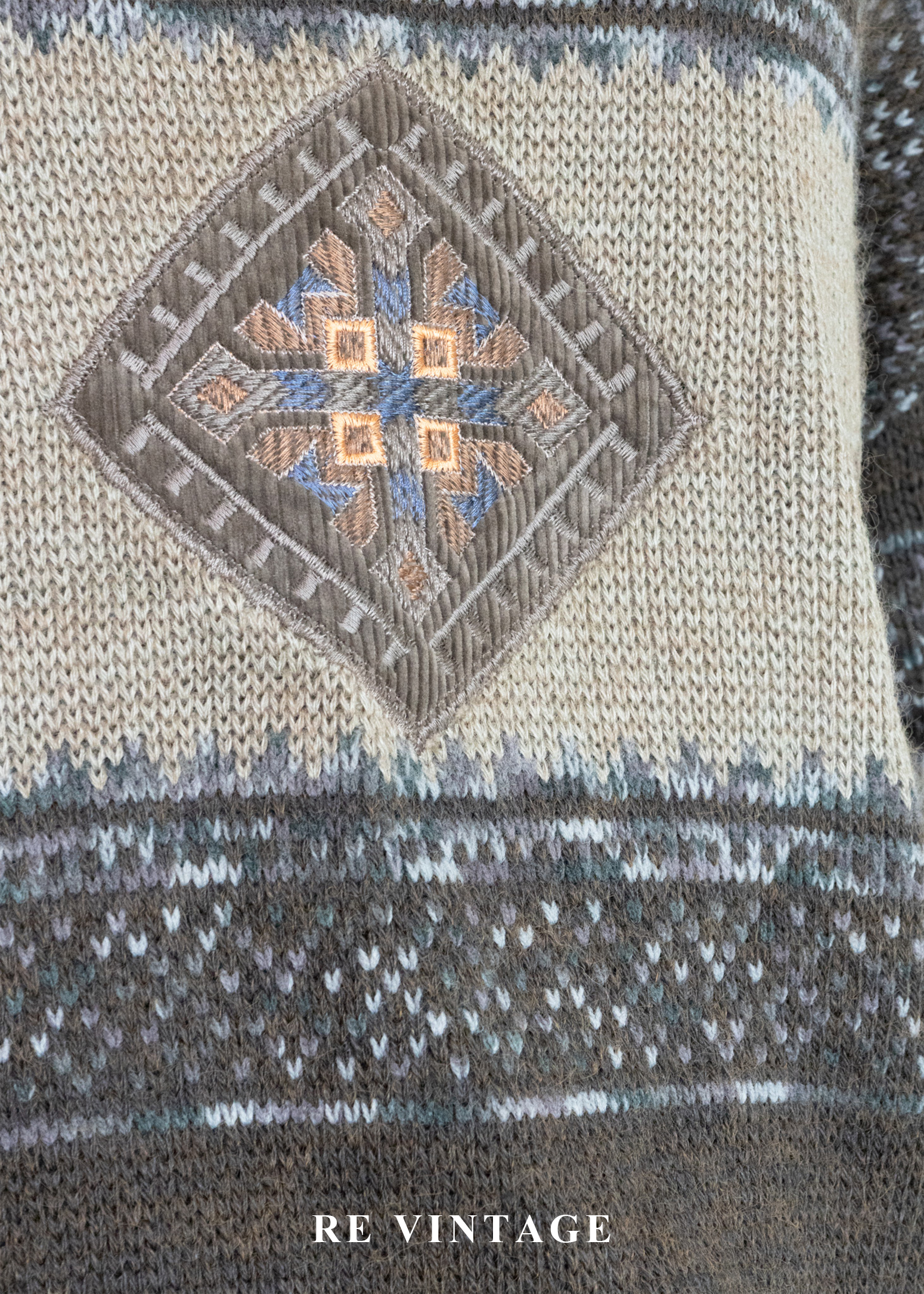 慢生活 - 北國之徑復古幾何緹花針織毛衣6