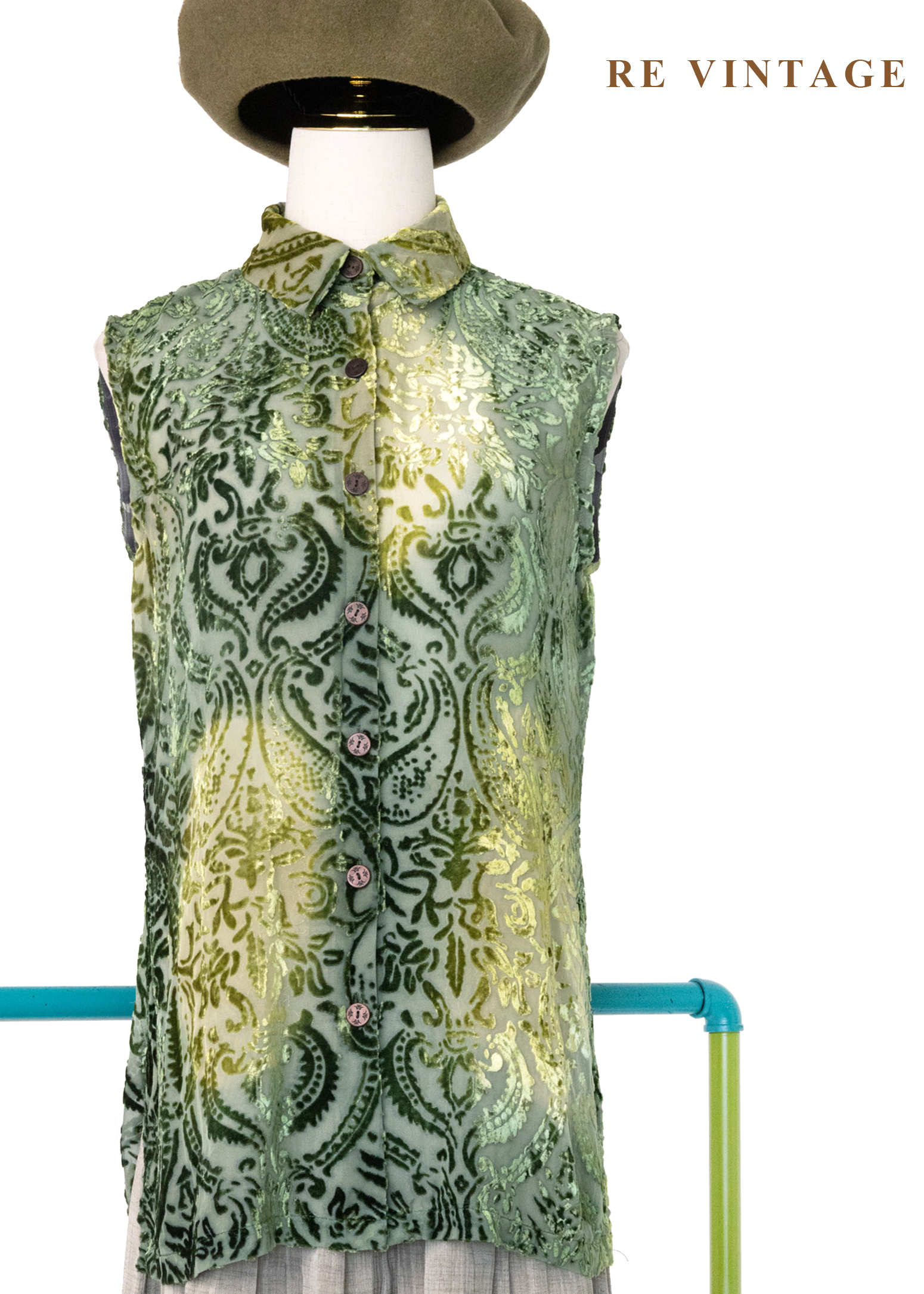 古典異國燒絨圖騰背心