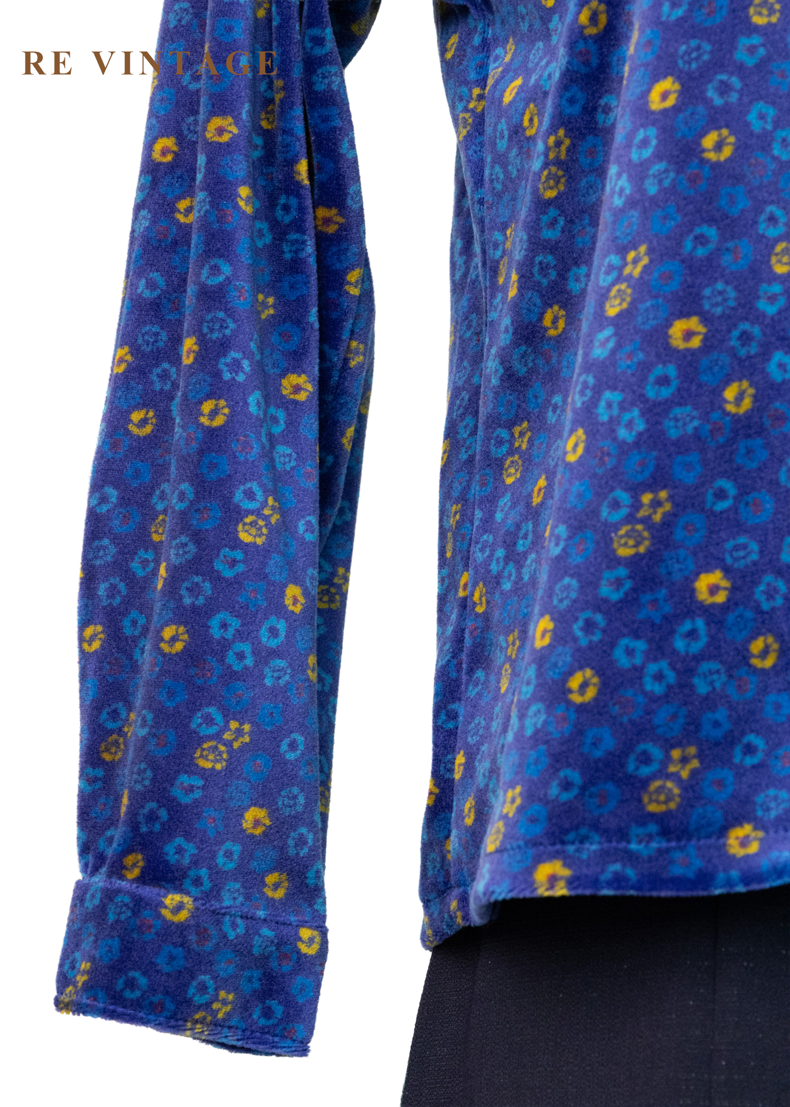 星空花朵散寶藍色絨布上衣5