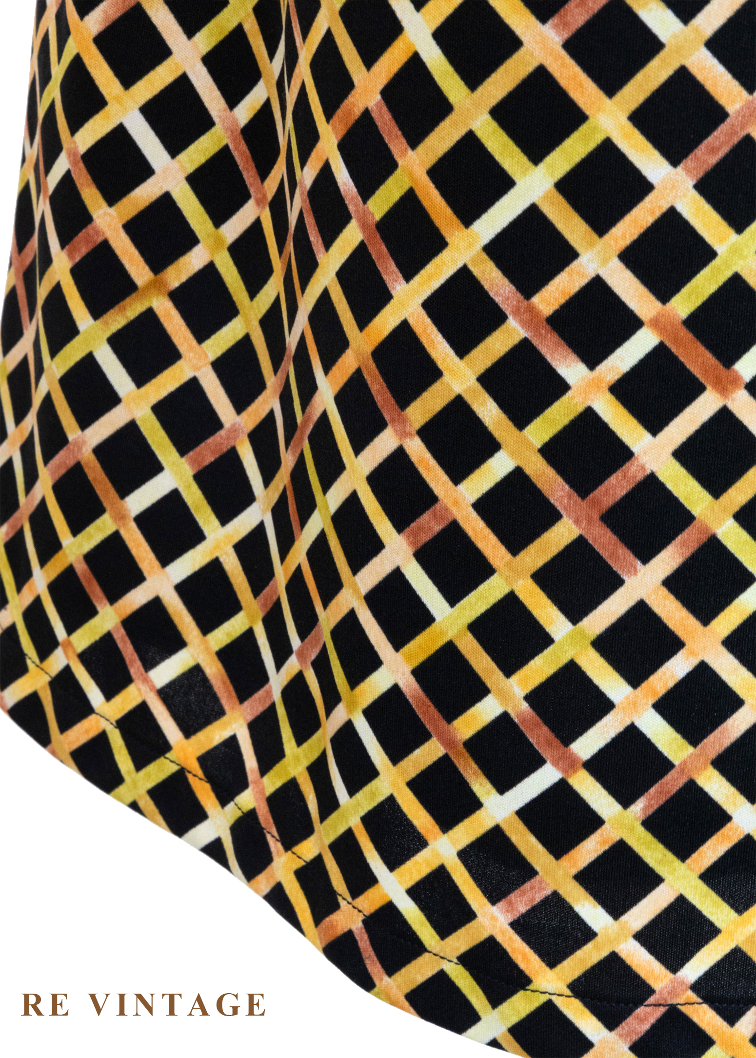 強烈黑與黃菱格紋長裙(26")6
