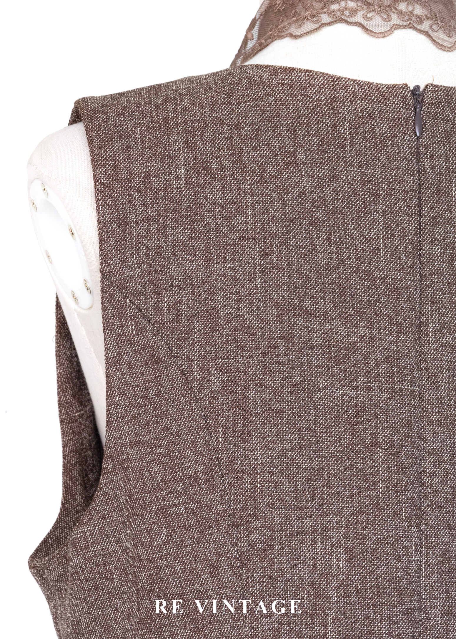 氣質單品 - 復古方領摩卡色氣質長洋裝11