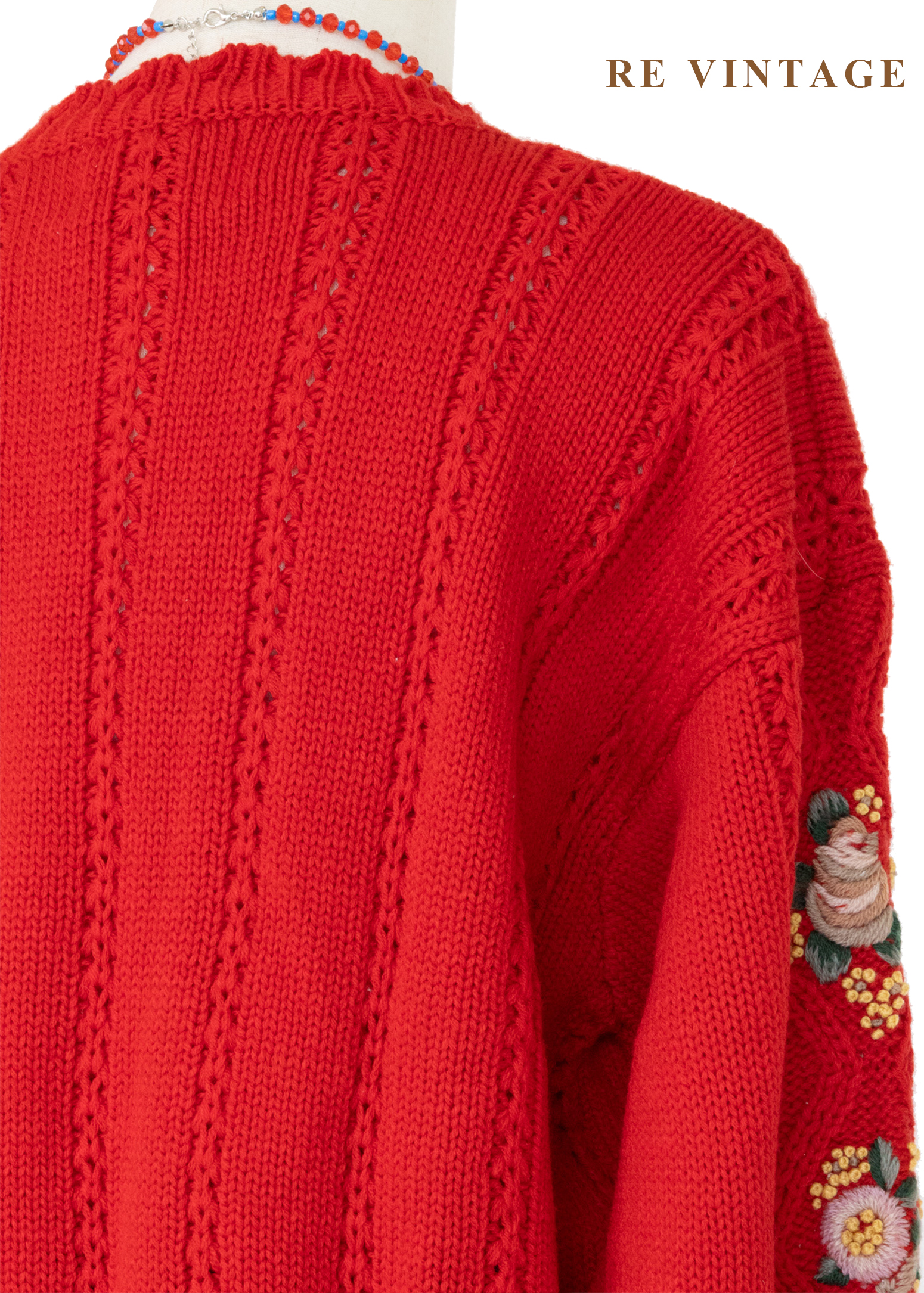 冬日花語 - 暖紅花卉針織毛衣14