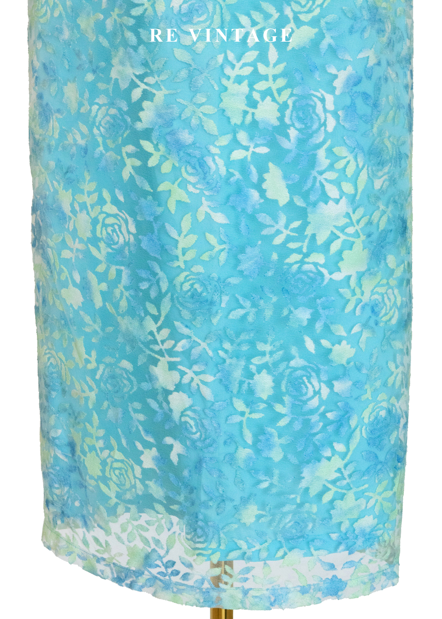 暈染湖水藍調玫瑰長裙(26")6