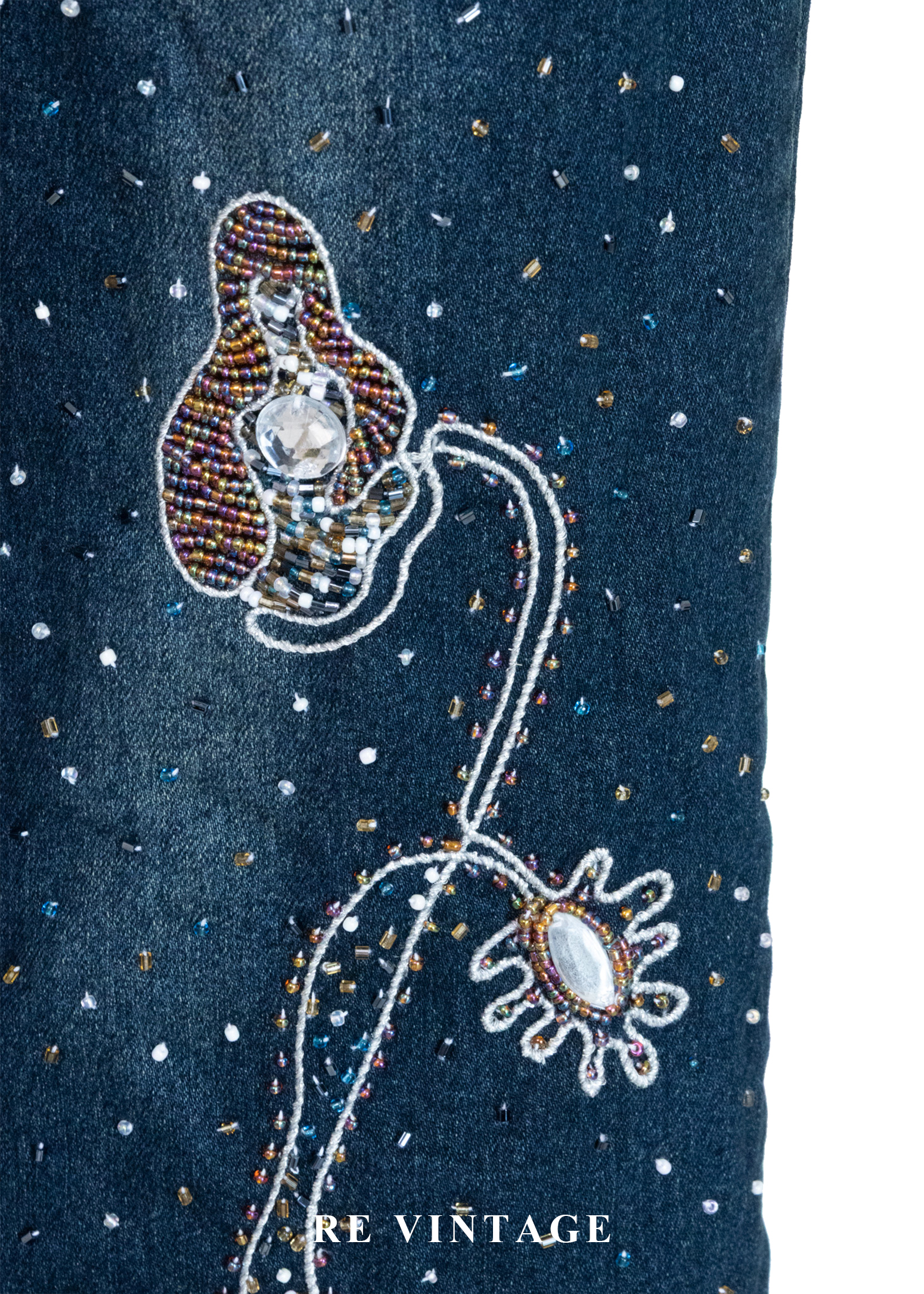 銀河落入凡間的夜晚 - 華麗星芒刺繡亮牛仔褲(24-28")7