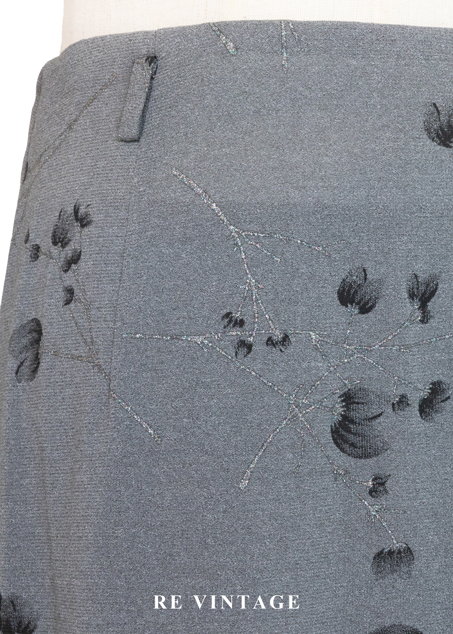 霧灰的花瓣與枝葉短裙(26")5