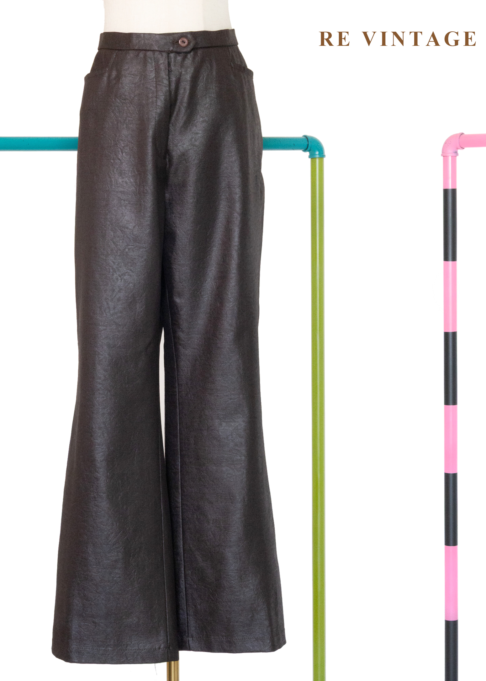 質感單品 - 深咖啡色壓紋帥長褲（28"）