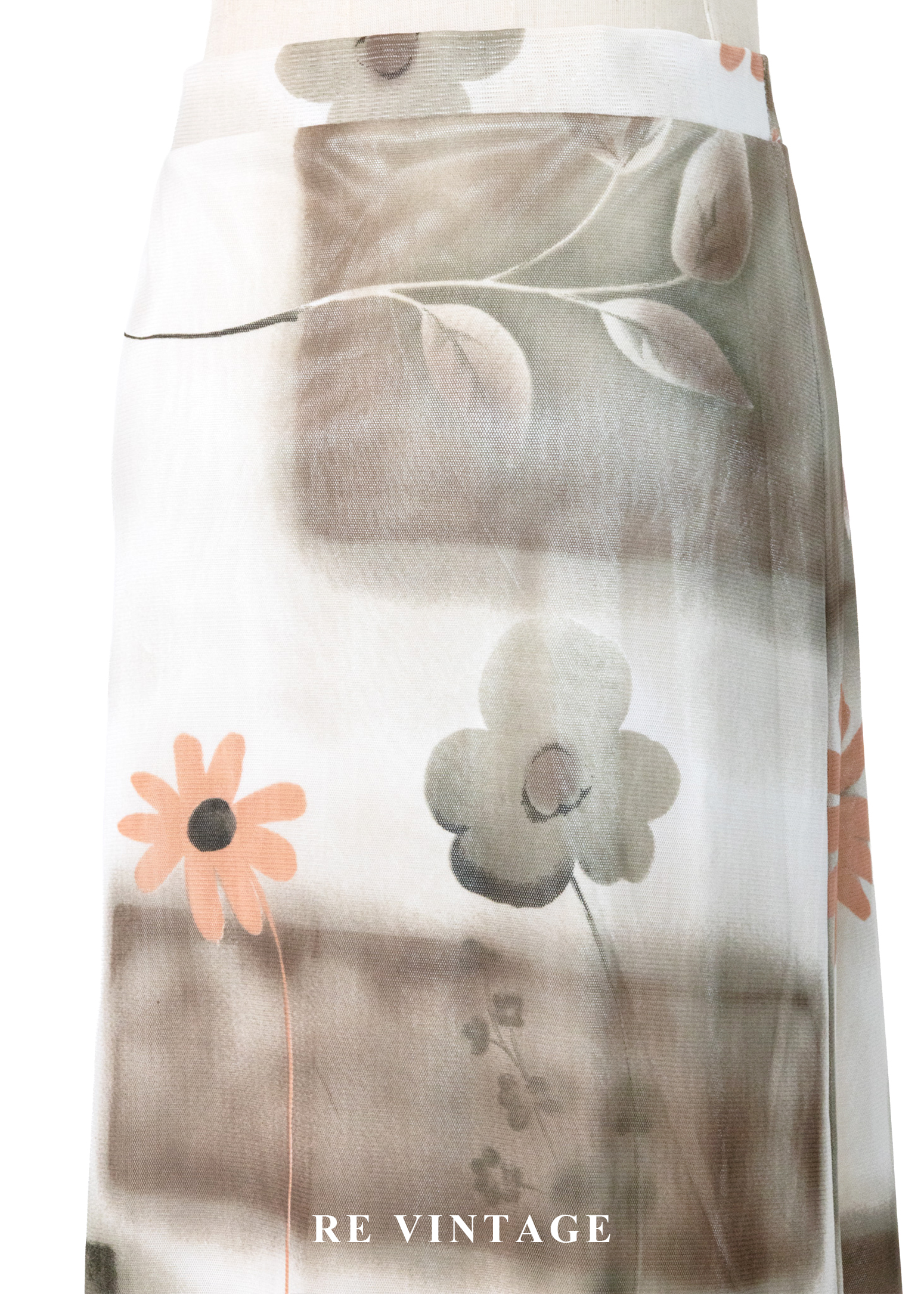 朦朧花影白牆網紗長裙(27-33")10