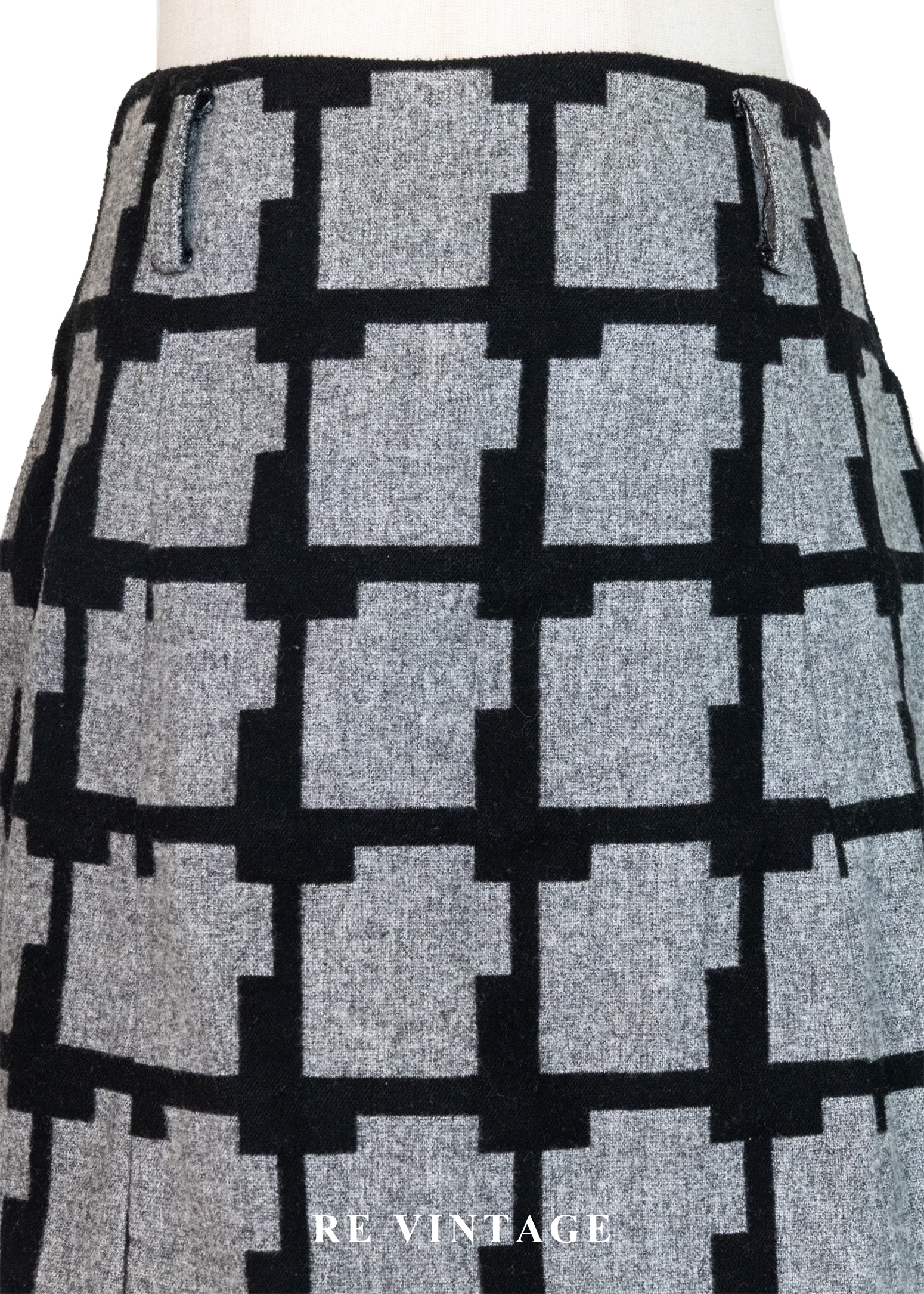 錯視階梯格紋毛呢短裙(28")8