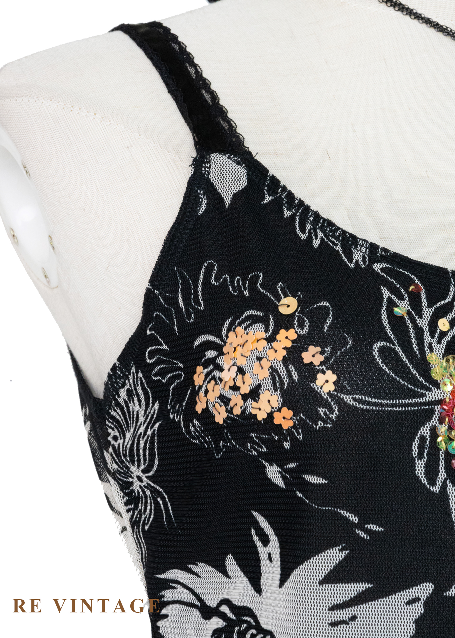 繁花餘燼 -亮片花卉透膚背心5