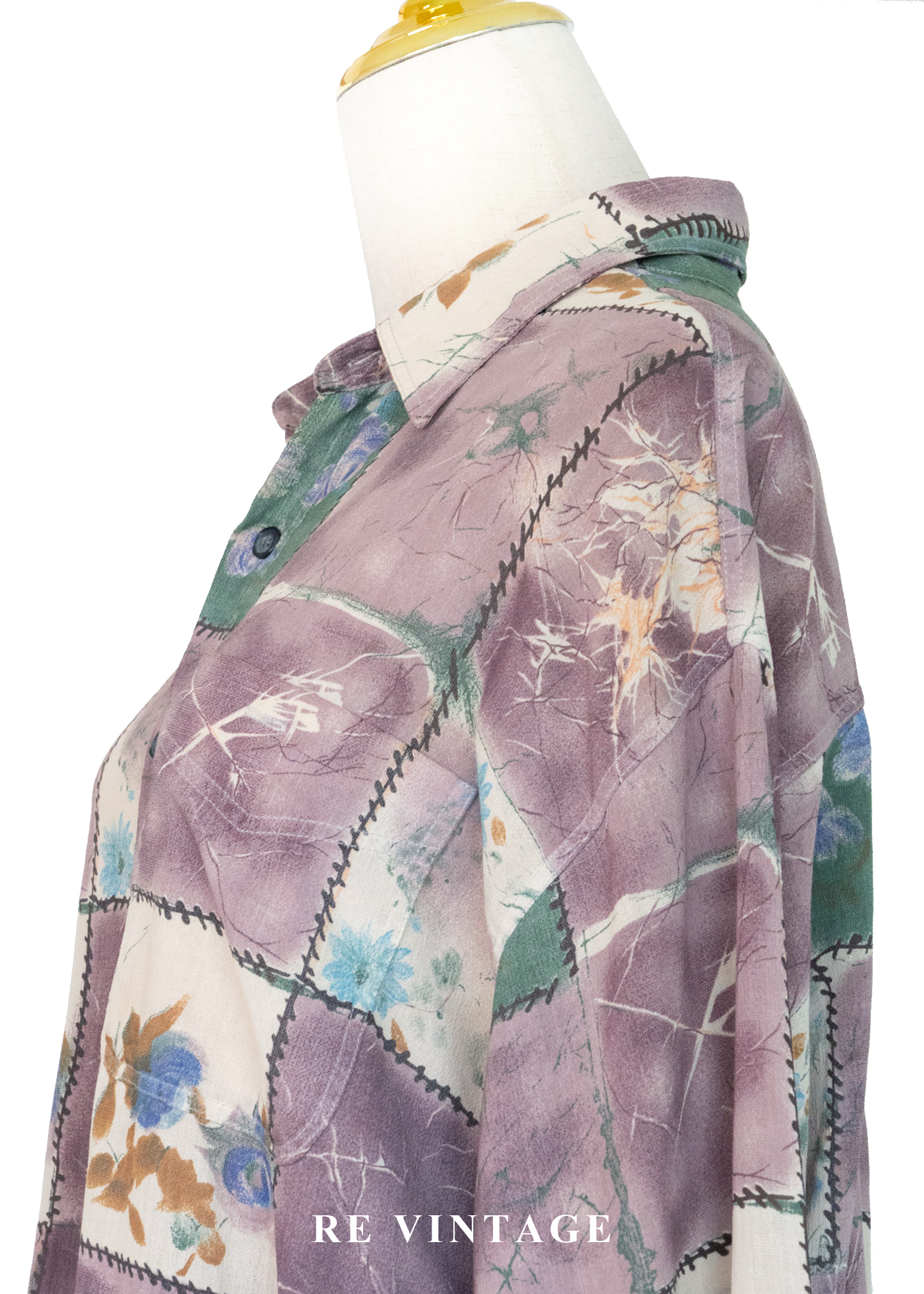 霧紫色拼貼詩襯衫8