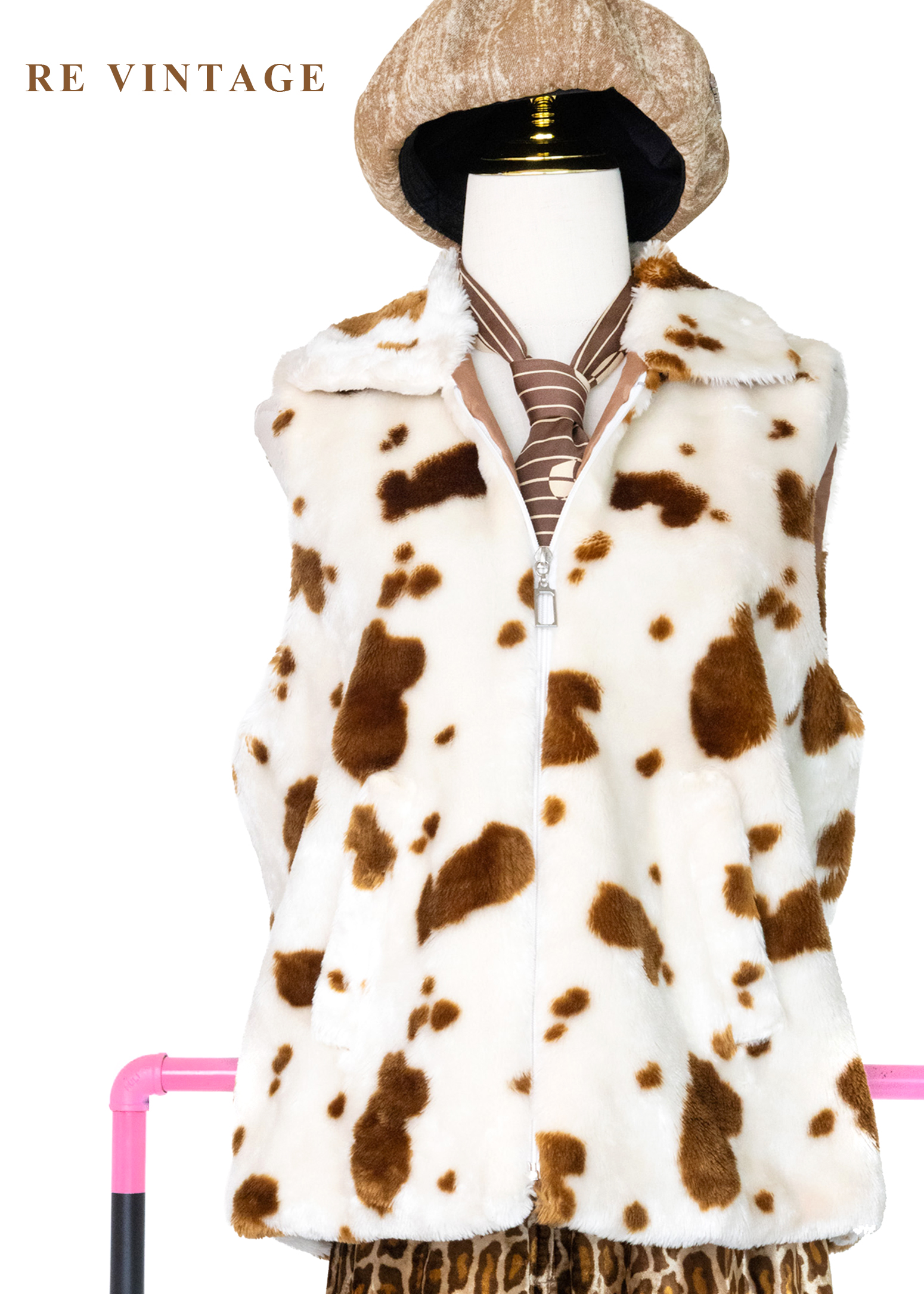 奶油白咖啡牛乳毛絨背心