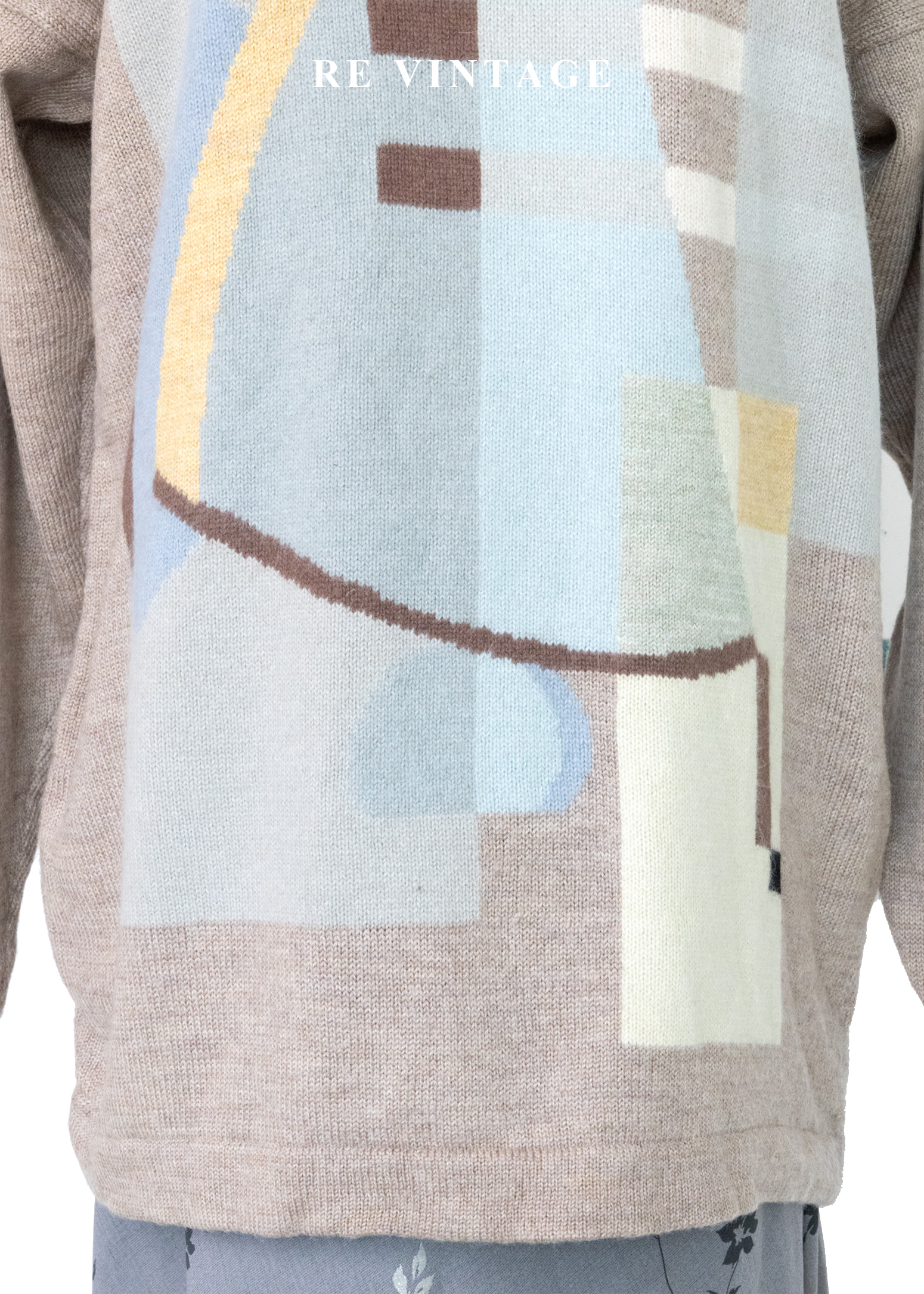 莫蘭迪抽象拼接圖騰針織毛衣5