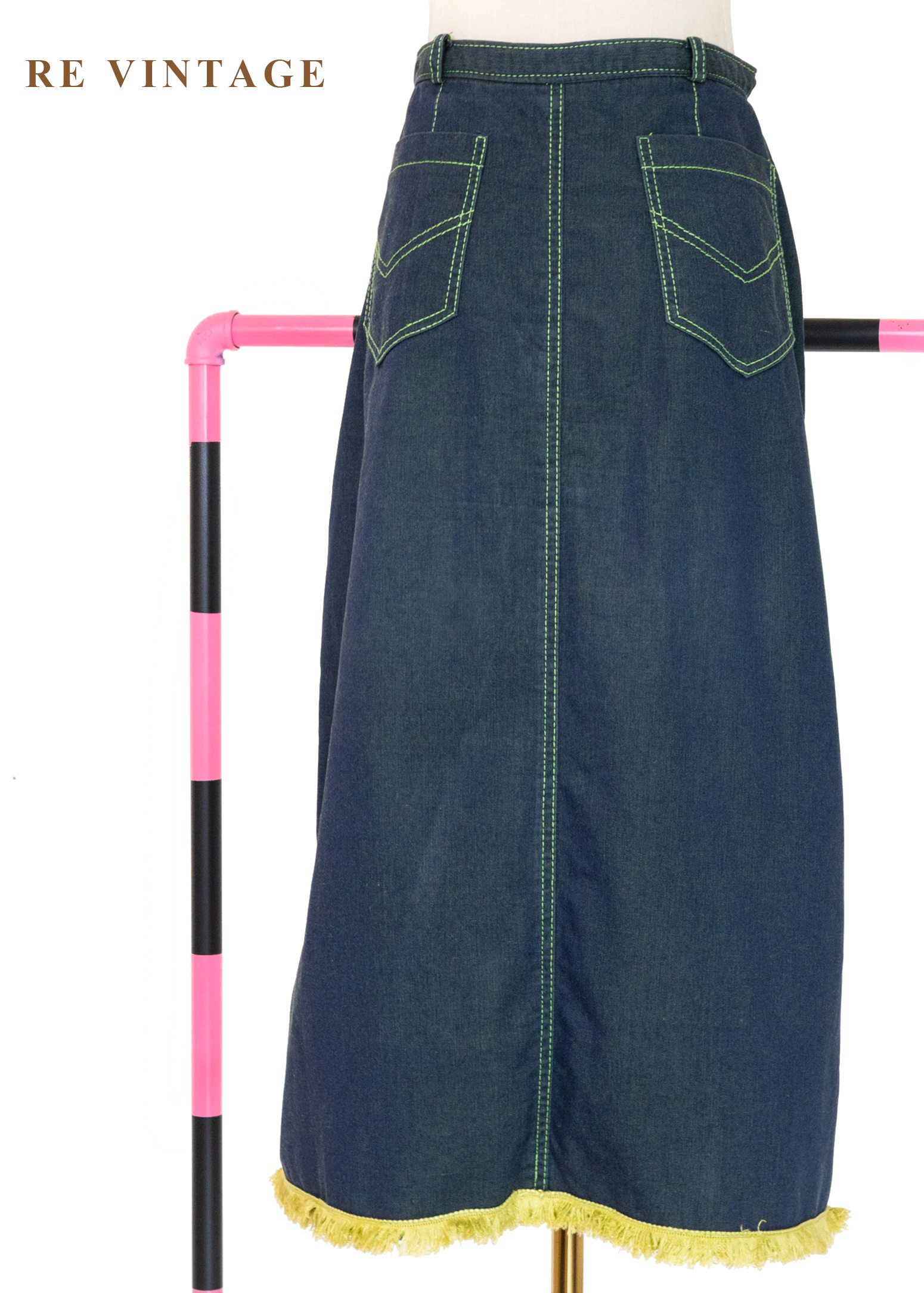 檸檬帶點綠個性單寧中長裙(26")8