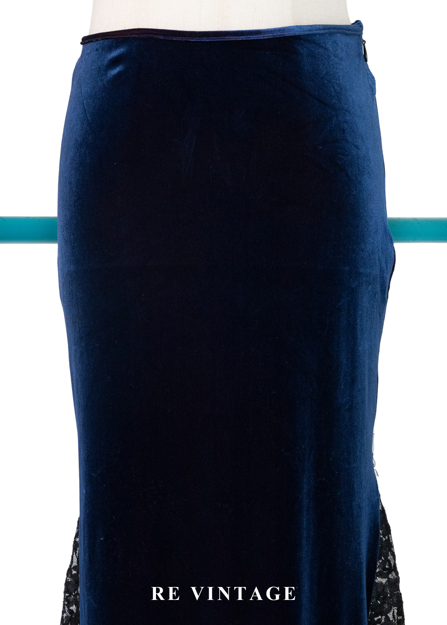 微光紅深藍蕾絲魔女長裙(28-30")3