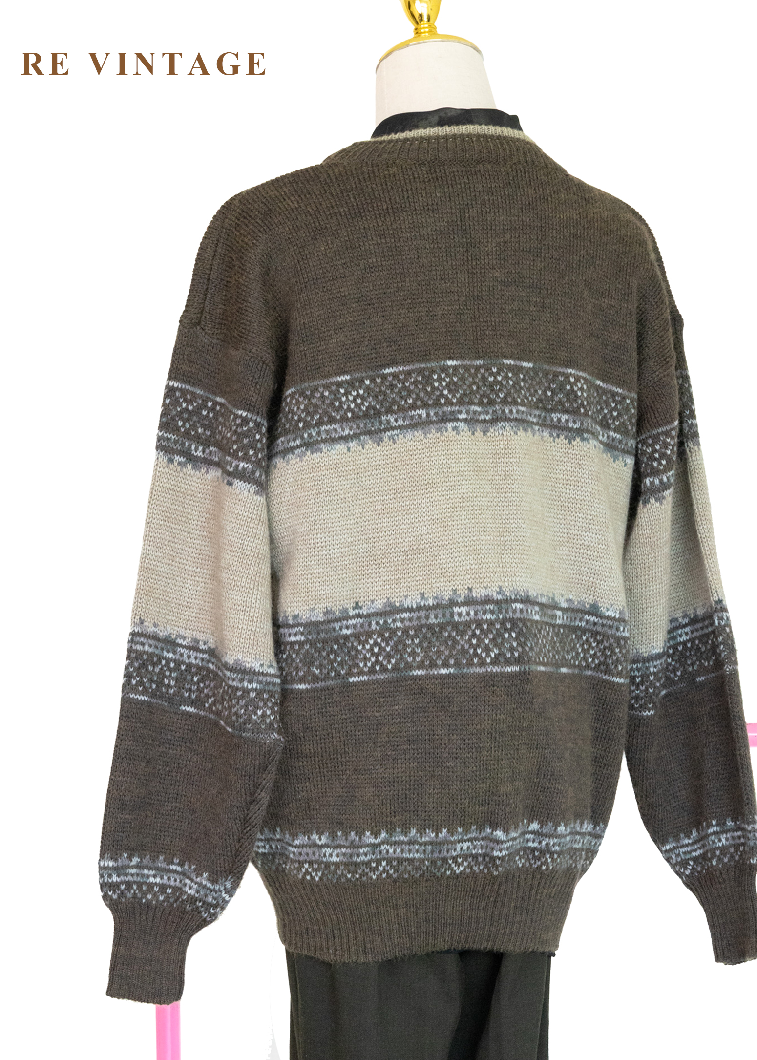 慢生活 - 北國之徑復古幾何緹花針織毛衣11