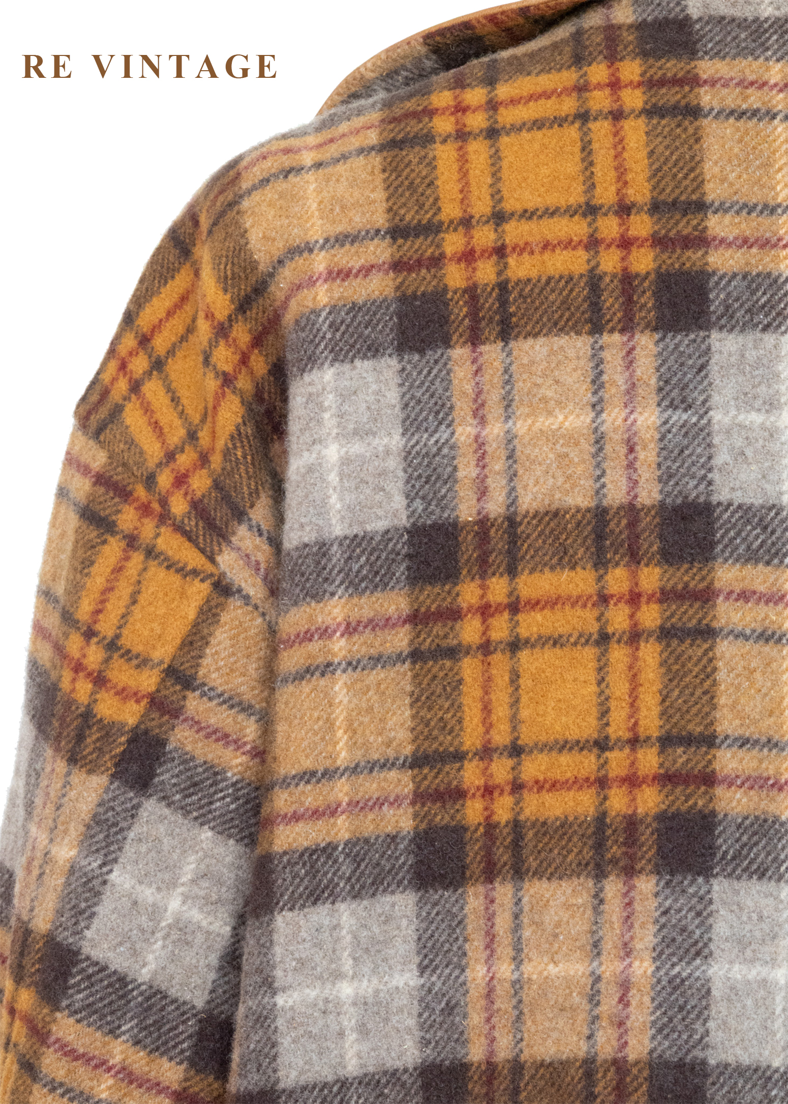 焦糖格紋毛呢拼皮革長版外套16