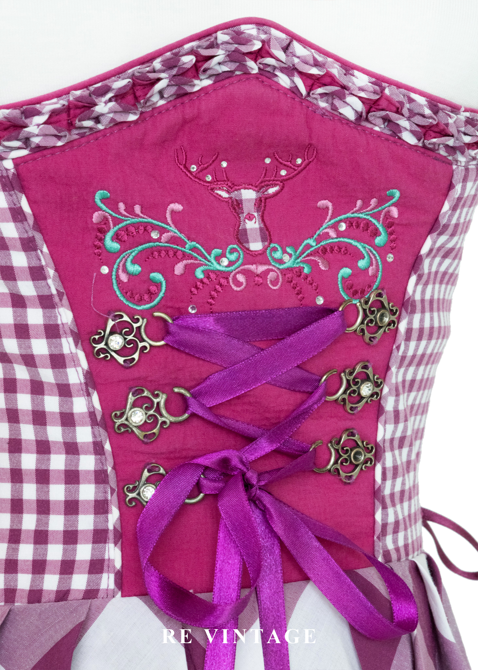 『歐洲寶物』阿爾卑斯山的少女 - 紫紅格紋德式巴伐利亞古典洋裝9