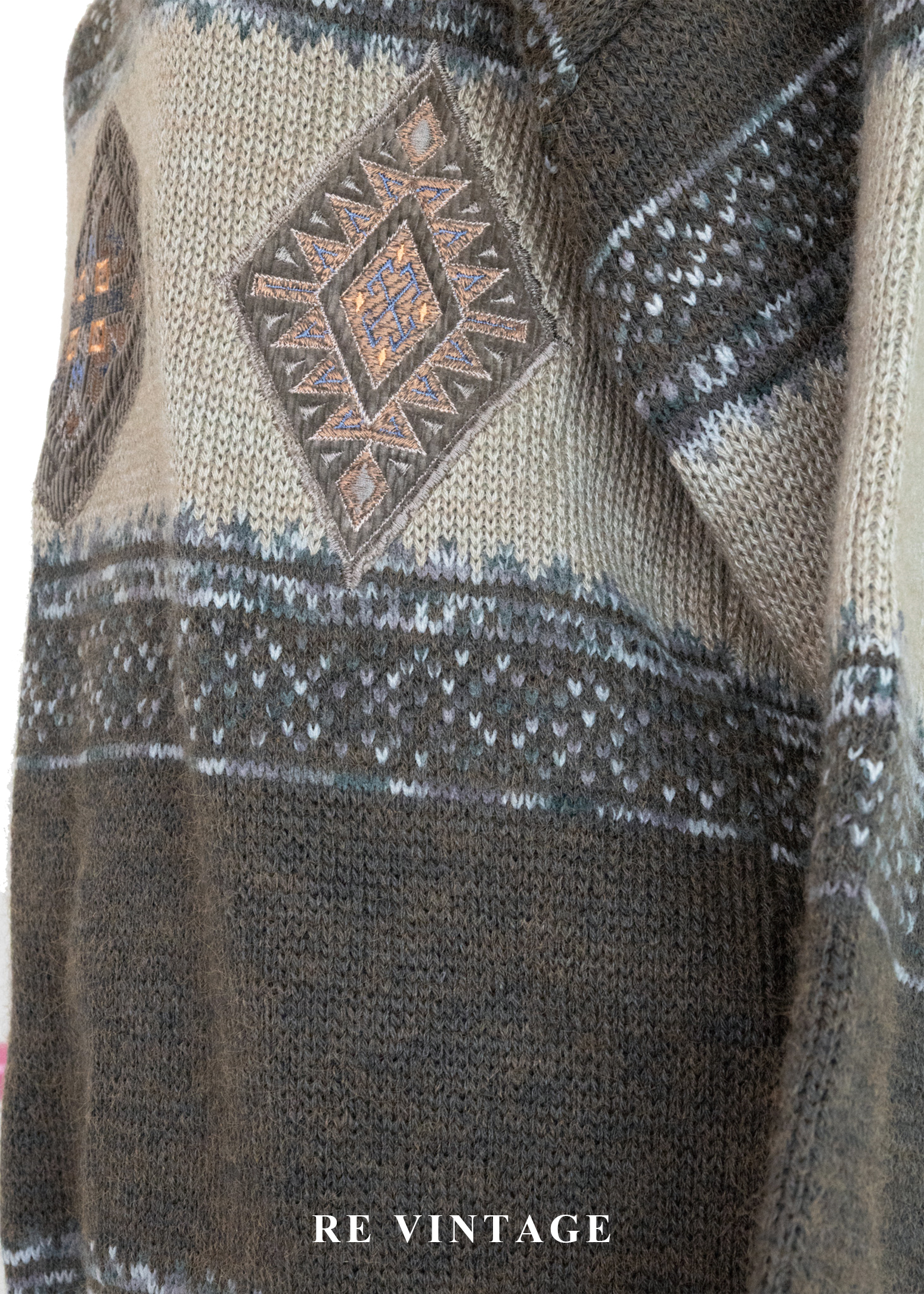 慢生活 - 北國之徑復古幾何緹花針織毛衣10