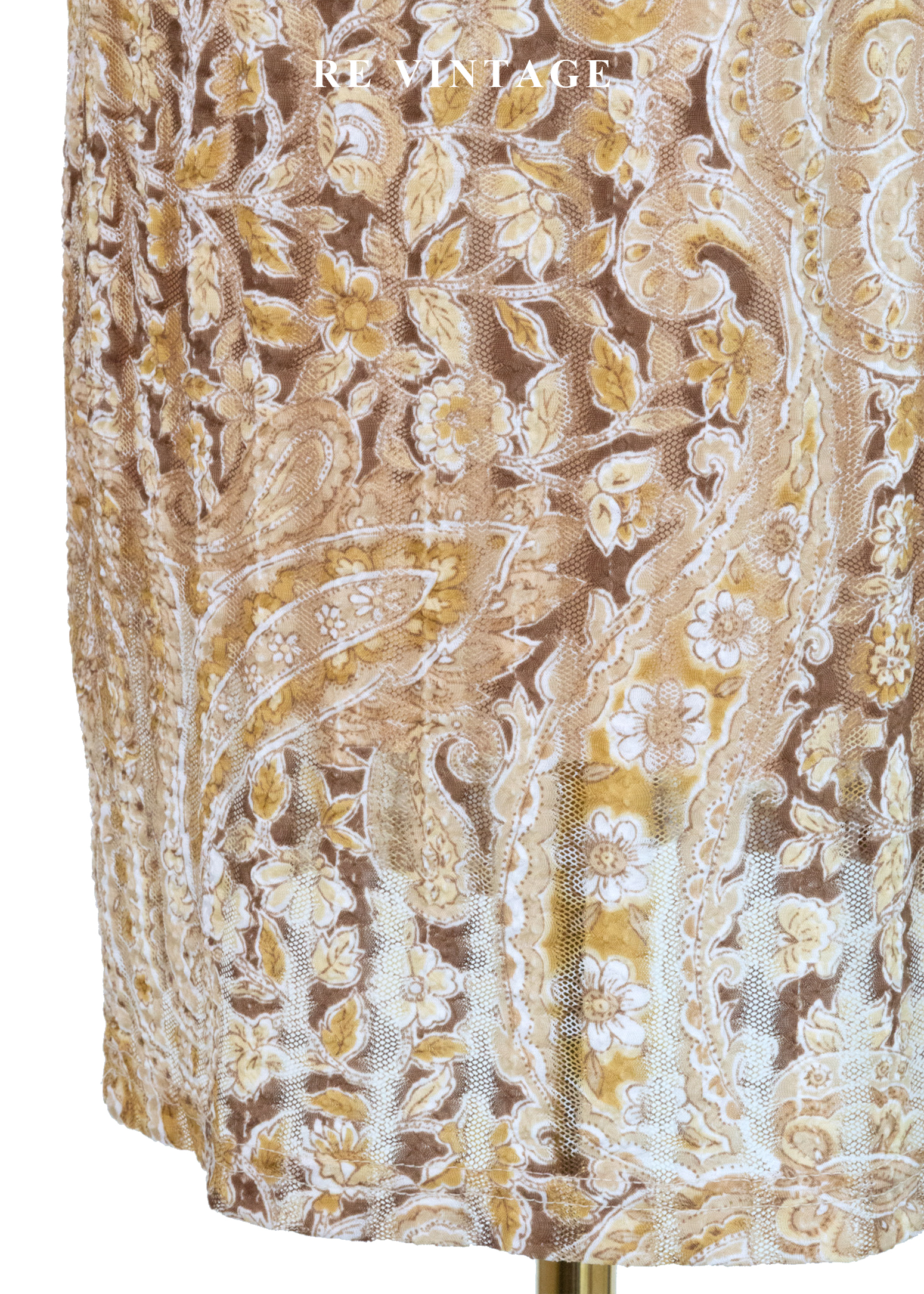 光。繁花線條奶茶色及膝裙(22-28")9