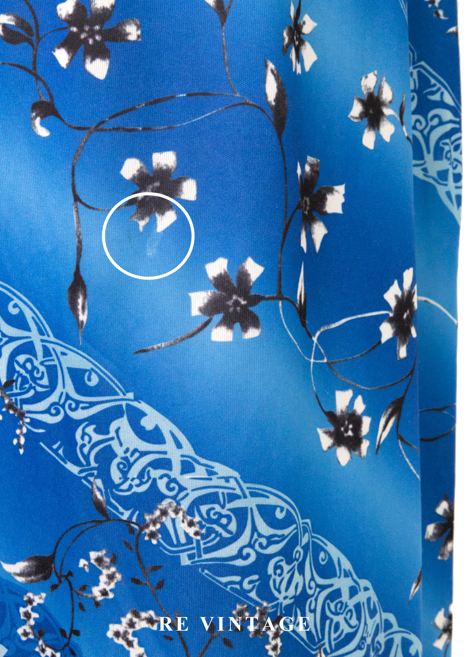 寶藍中式花語中長裙(26-30")13