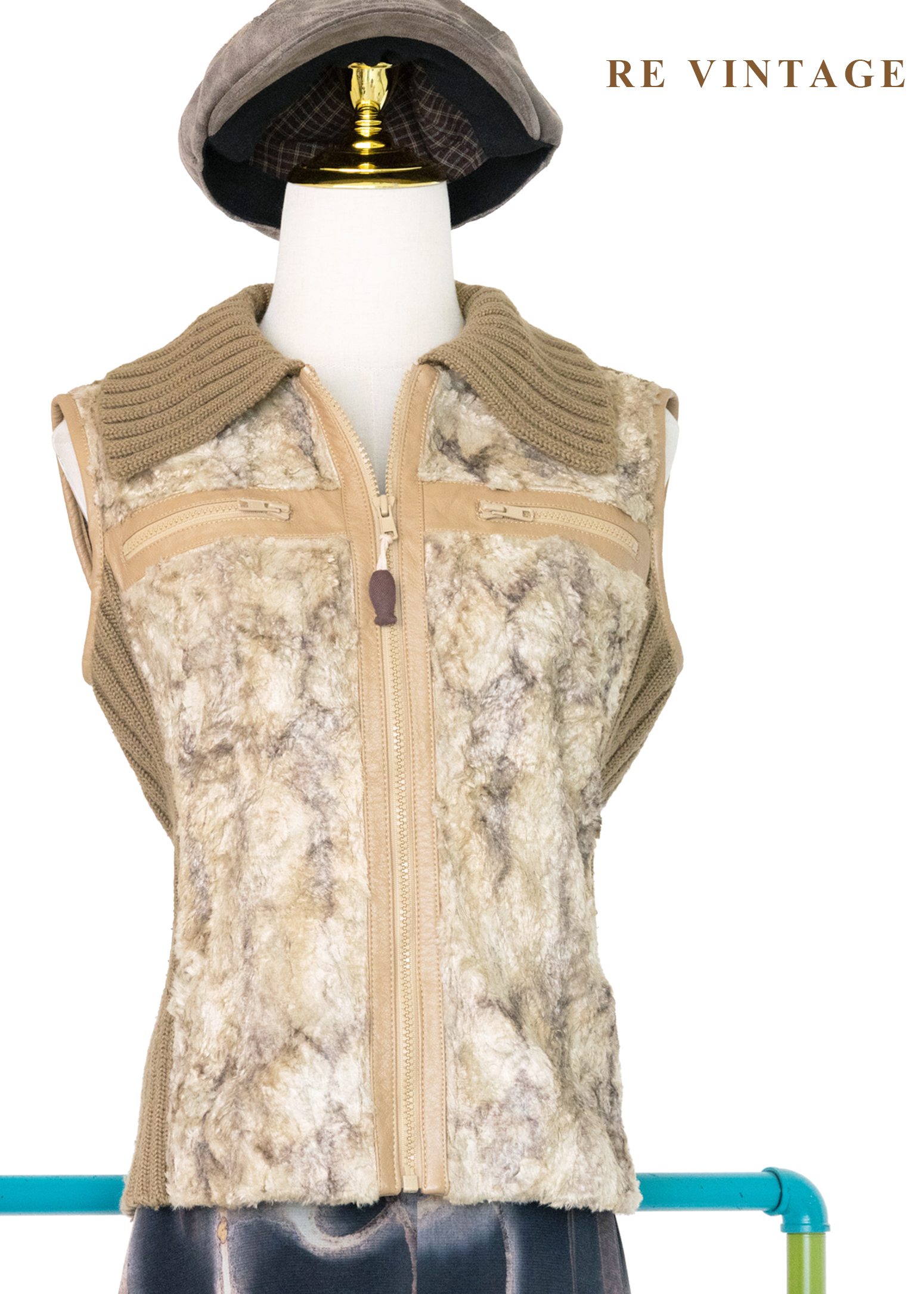 大地岩石毛絨針織背心